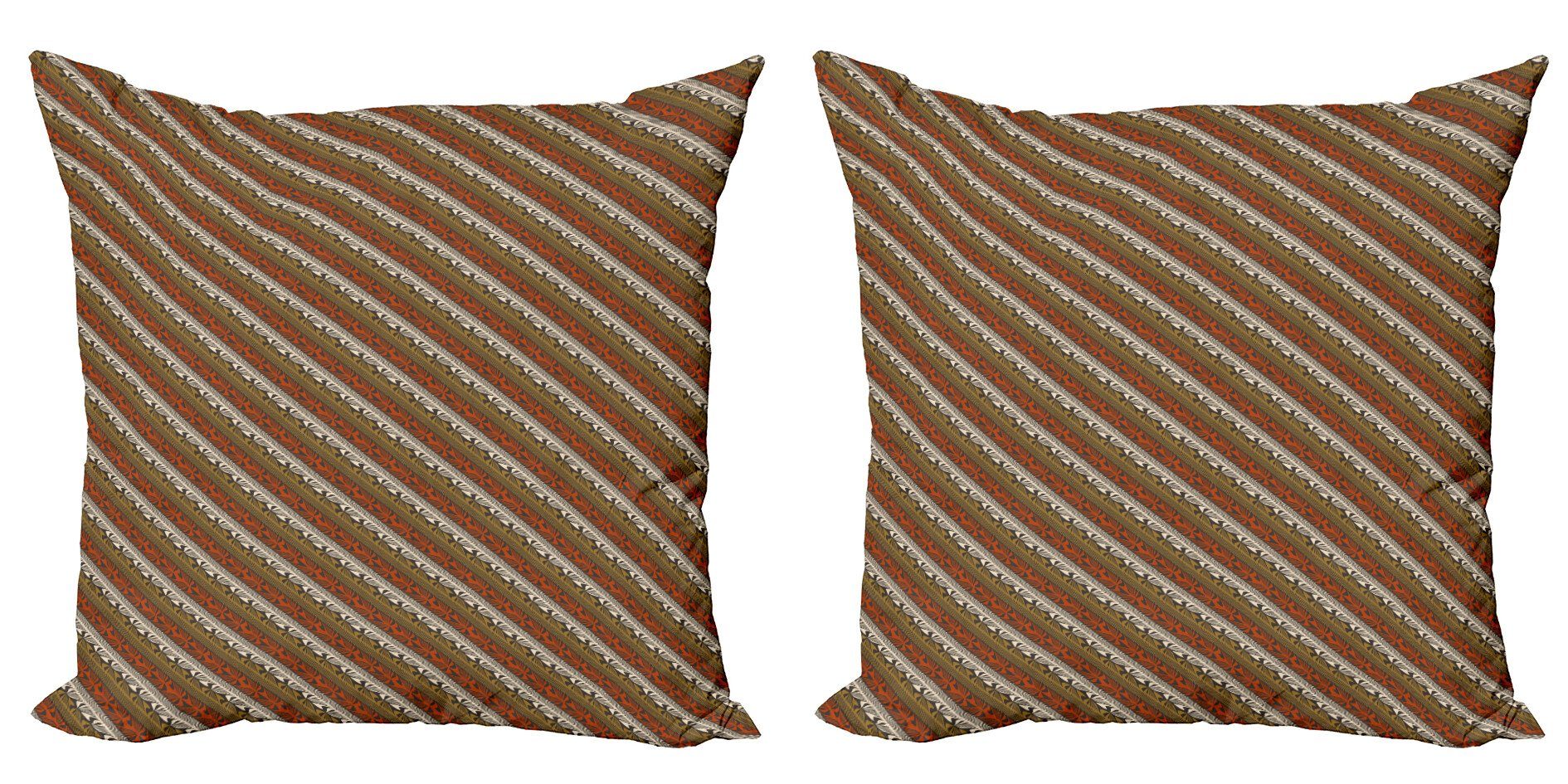 Digitaldruck, Accent Motif (2 Khaki-Streifen Doppelseitiger Kissenbezüge Stück), Dschungelpflanzen Abakuhaus Modern
