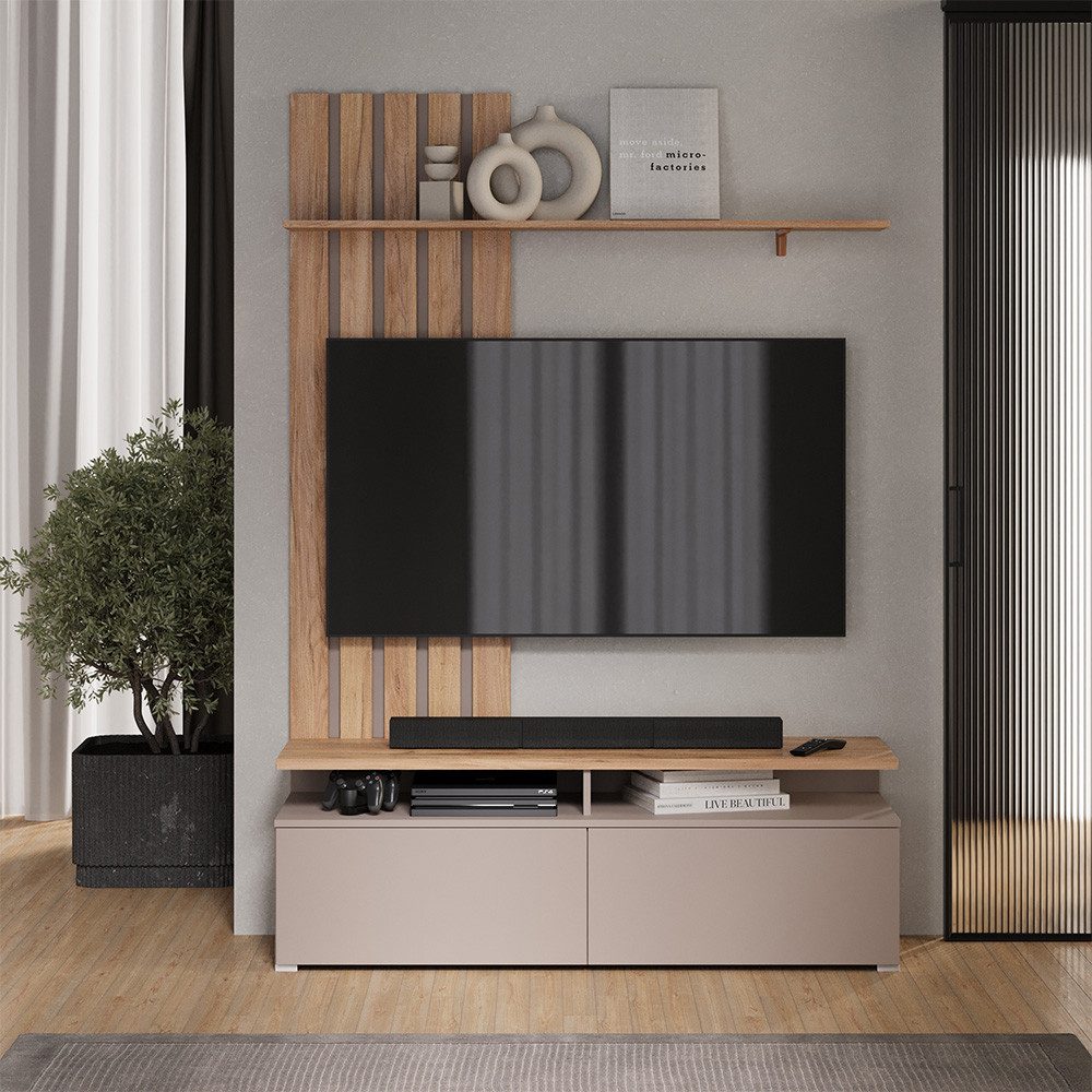 Vicco Wohnwand Harro, Goldkraft Eiche/Greige, (1-St)