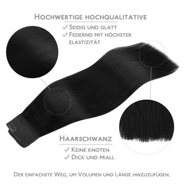 Wennalife Echthaar-Extension 100 % Echthaarverlängerungen, Halo-Haare, lange glatt, tiefschwarz, Echthaar-Extension