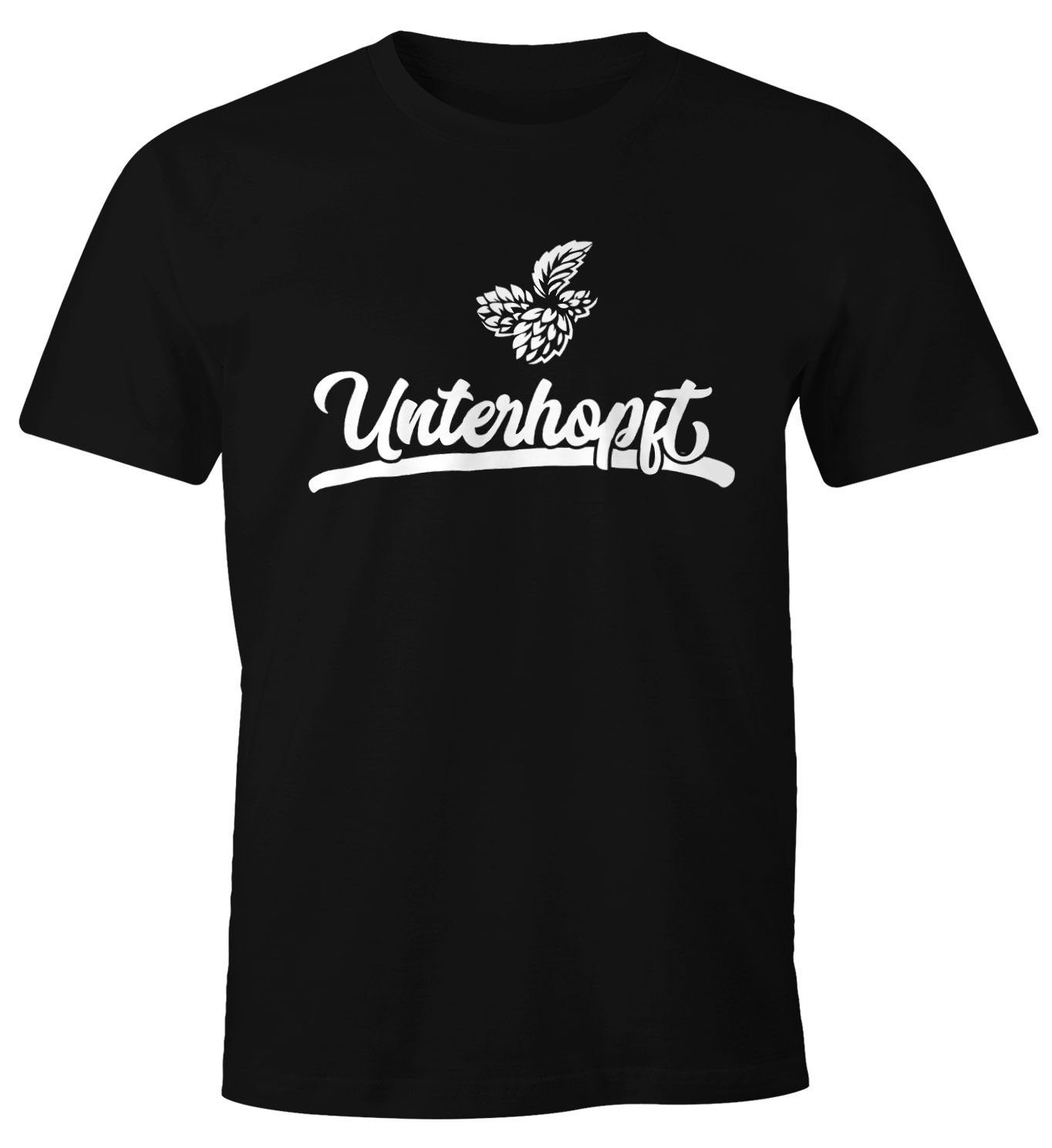 MoonWorks Print-Shirt Herren Party T-Shirt Unterhopft Bier Fun-Shirt Moonworks® mit Print schwarz | T-Shirts