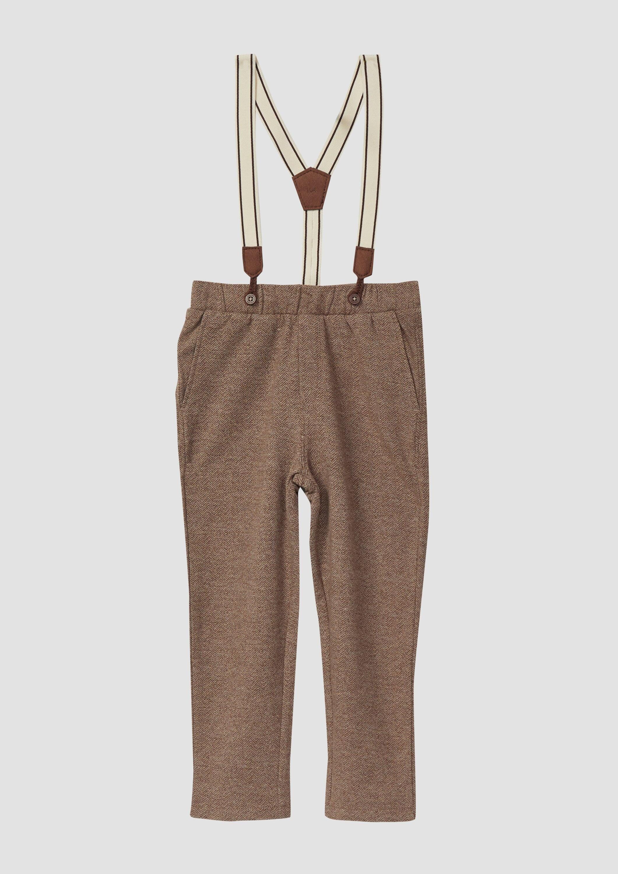 s.Oliver Chinos Leggings Festive Hose mit Herringbone-Muster und Hosenträgern