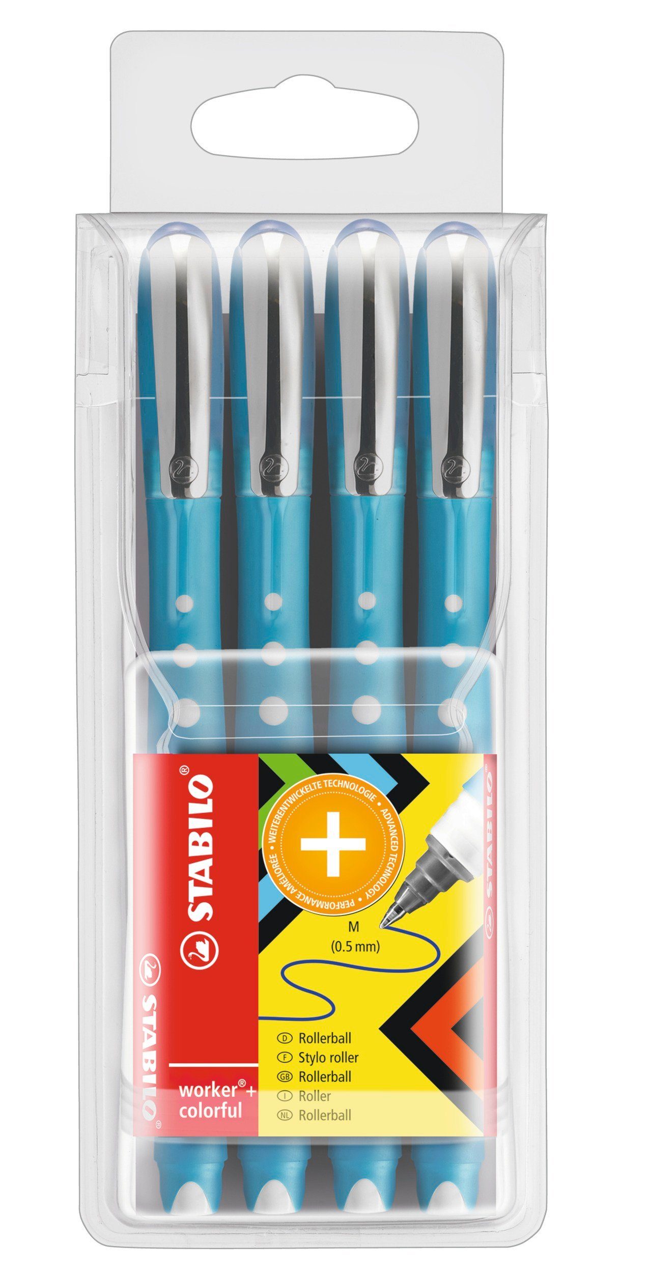 4er - Pack STABILO - - worker+ Tintenroller medium colorful STABILO blau - Tintenroller