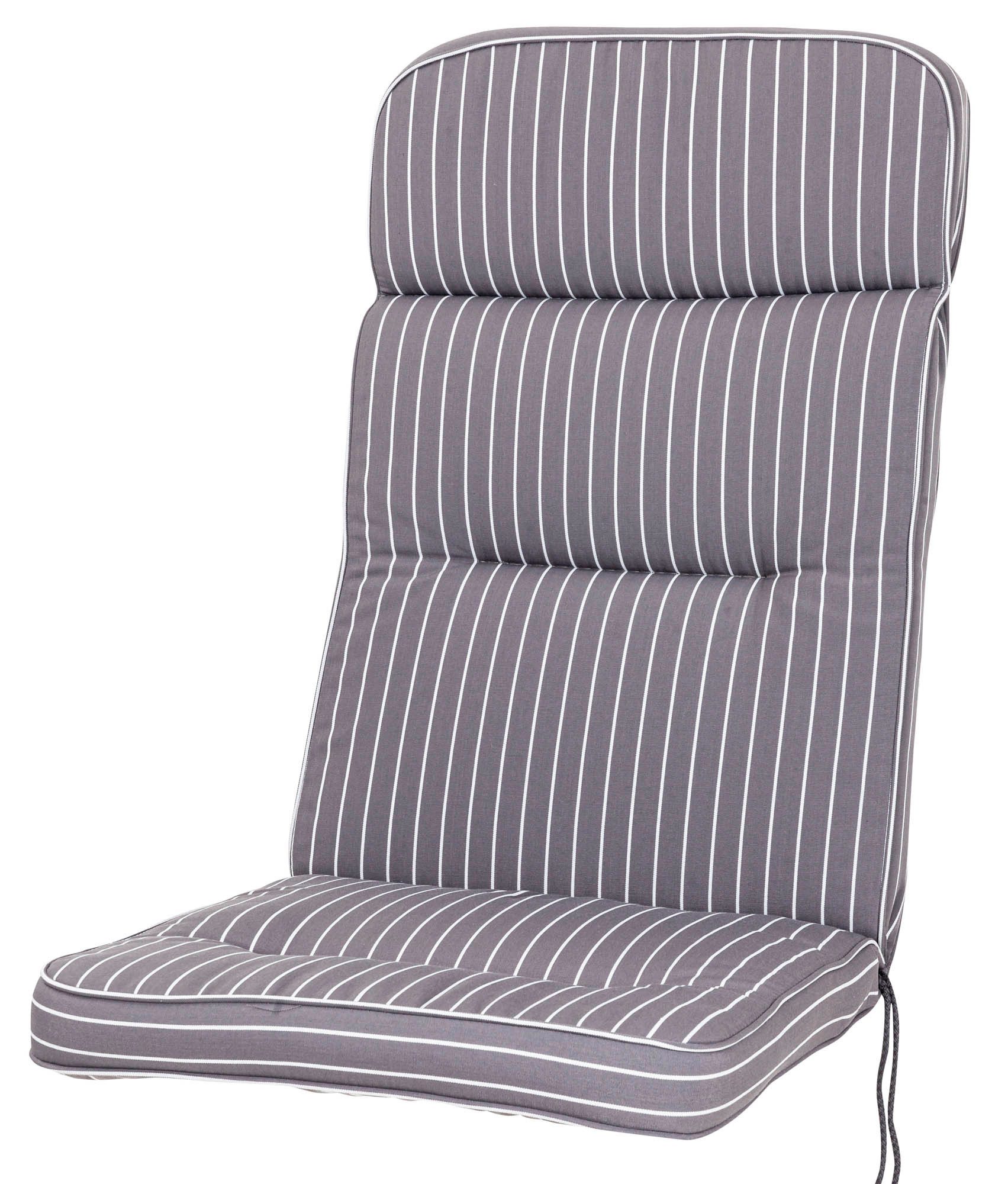 KETTtex Hochlehnerauflage Hochlehner Alicante 0709 grau-weiß gestreift 120x50x7 cm KETTtex, (1 St)