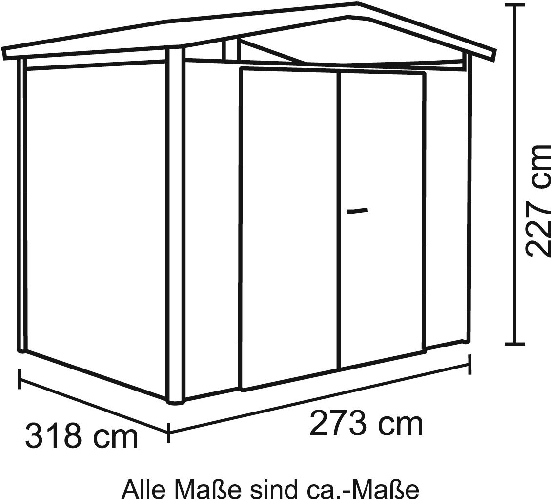 Thumbnail - Biohort Gerätehaus Panorama P5 DT, BxT: 273x318 cm, Metall