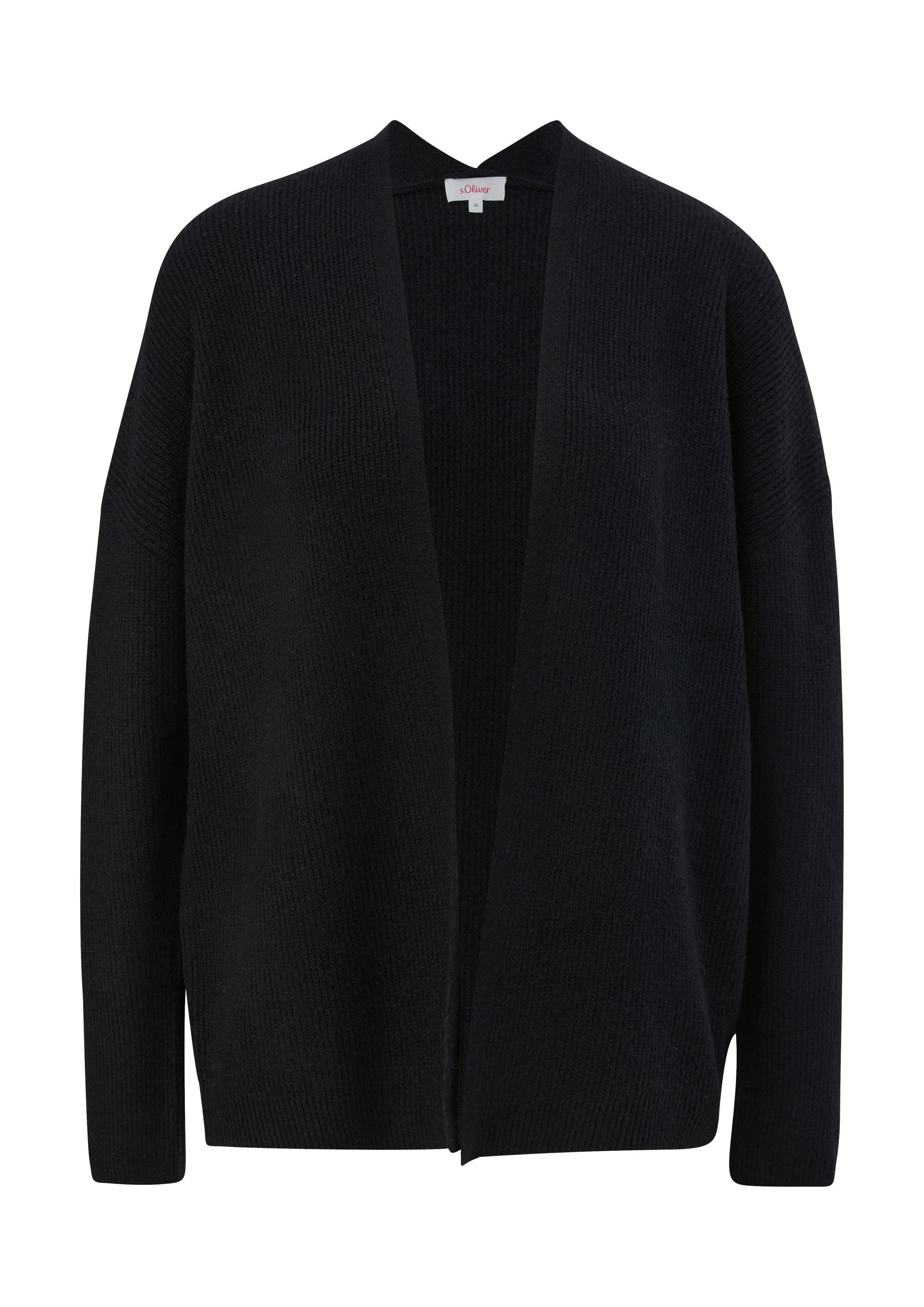 s.Oliver Cardigan Strickjacke Verschlussloser Cardigan aus weichem Wollmix