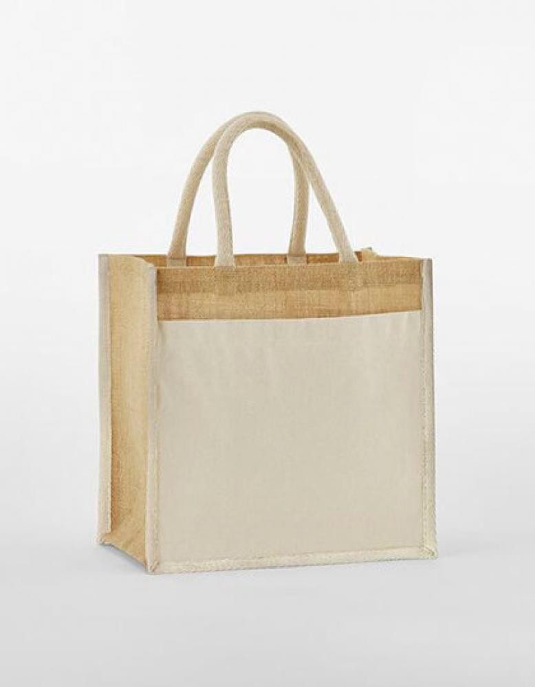 Westford Mill Einkaufsshopper Cotton Pocket Natural Starched Jute Midi Bag Einkaufstasche