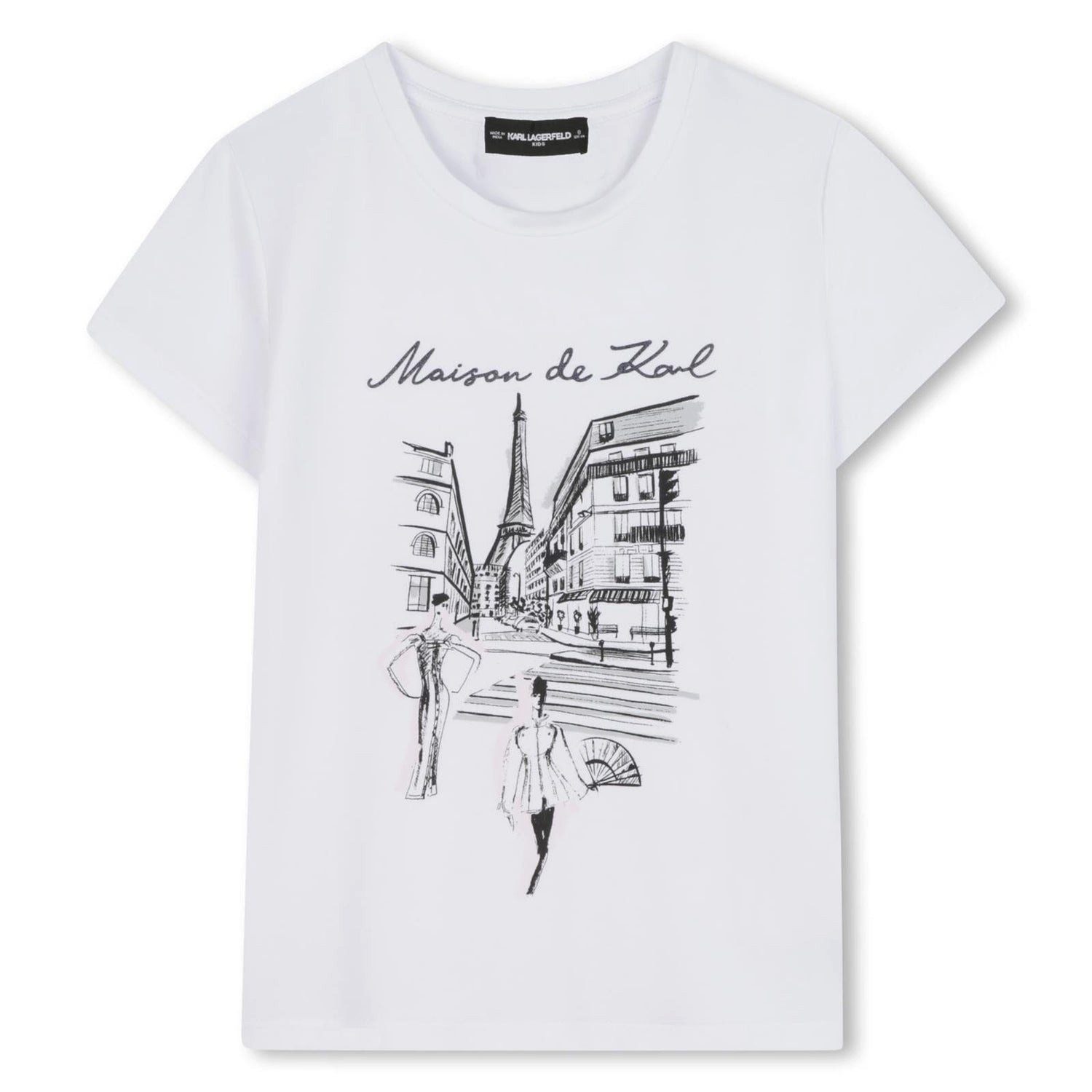 KARL LAGERFELD T-Shirt KARL LAGERFELD KIDS T-Shirt „Maison de Karl“ weiß