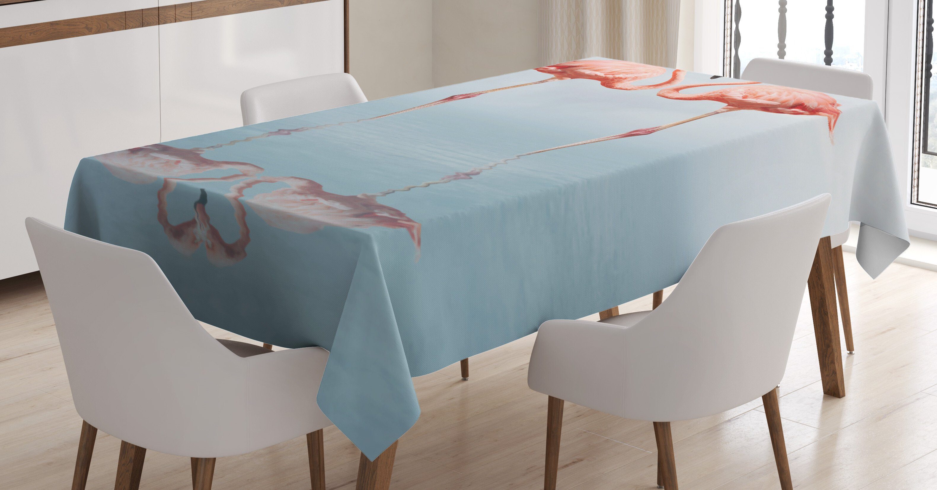Abakuhaus Tischdecke Farbfest Waschbar Für den Außen Bereich geeignet Klare Farben, Flamingo Vögel Necks Form wie Herz
