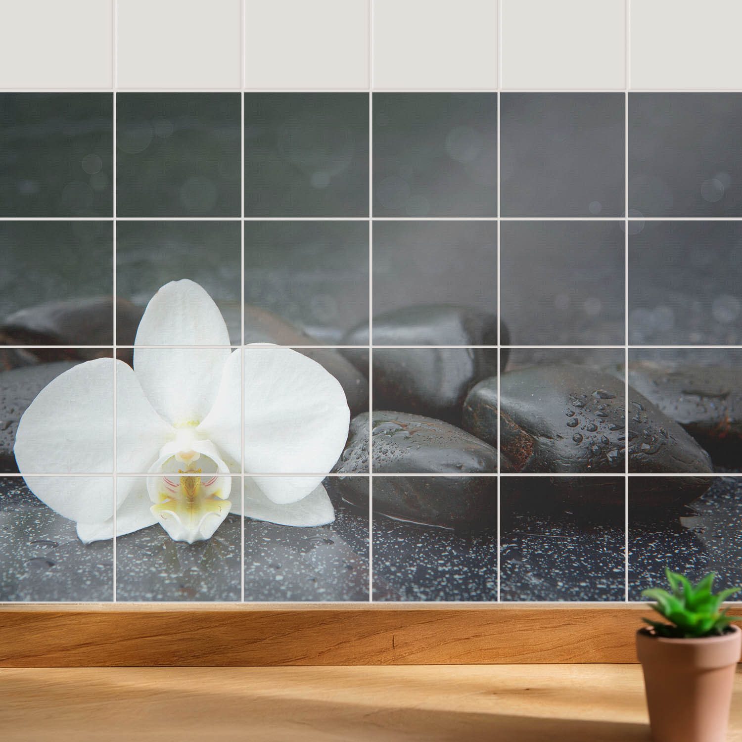 Tulup Fliesenaufkleber Fliesensticker Blume auf Wassersteinen Fliesen Aufkleber – Bild 5 von 5