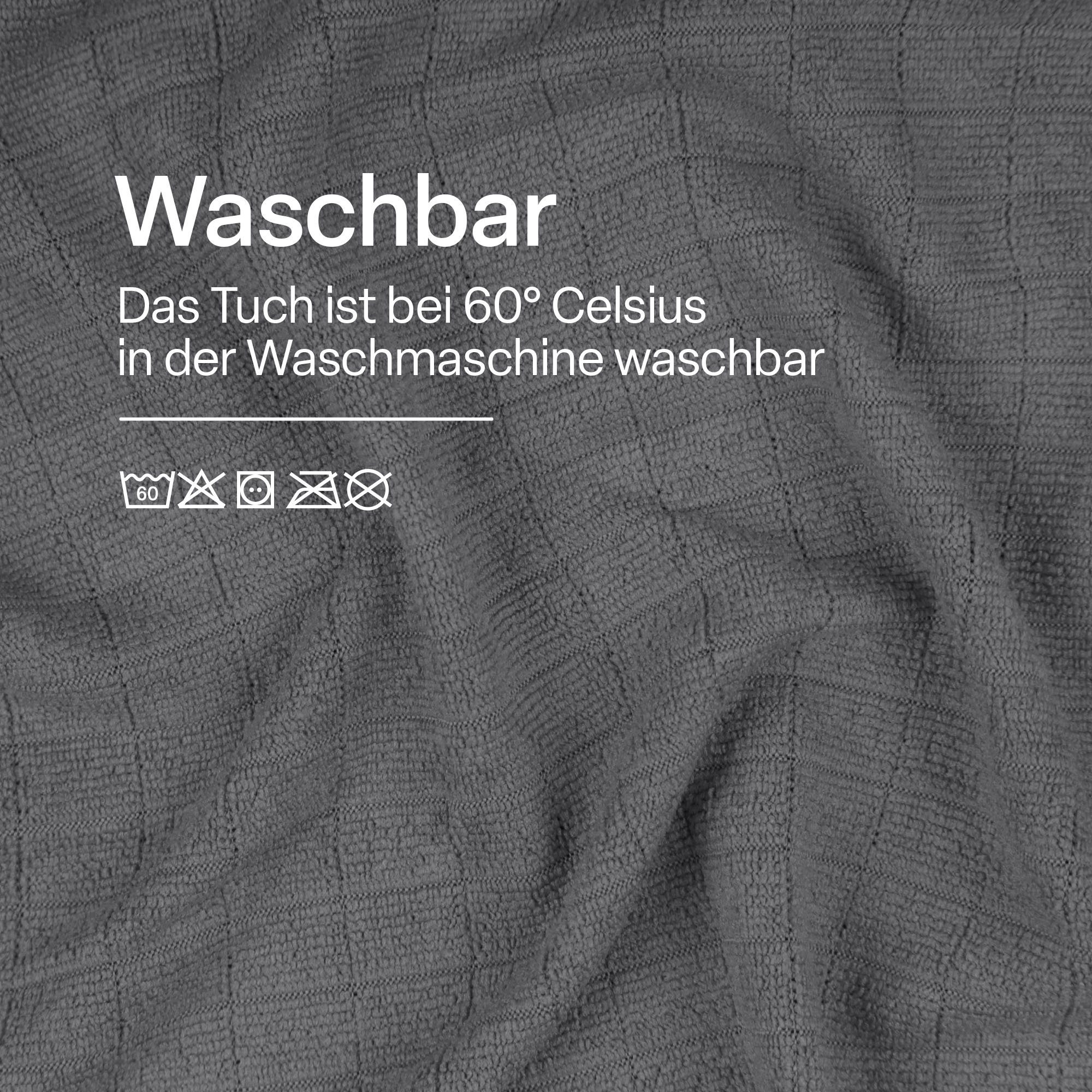 Bestlivings 20384 Geschirrtücher Polyester - Qualität) Mikrofasertuch (80% Handtuch 20% Microfasertuch 300g/m² cm, 45x65 Anthrazit Reinigungstuch hochwertig Polyamid, 2-tlg., 