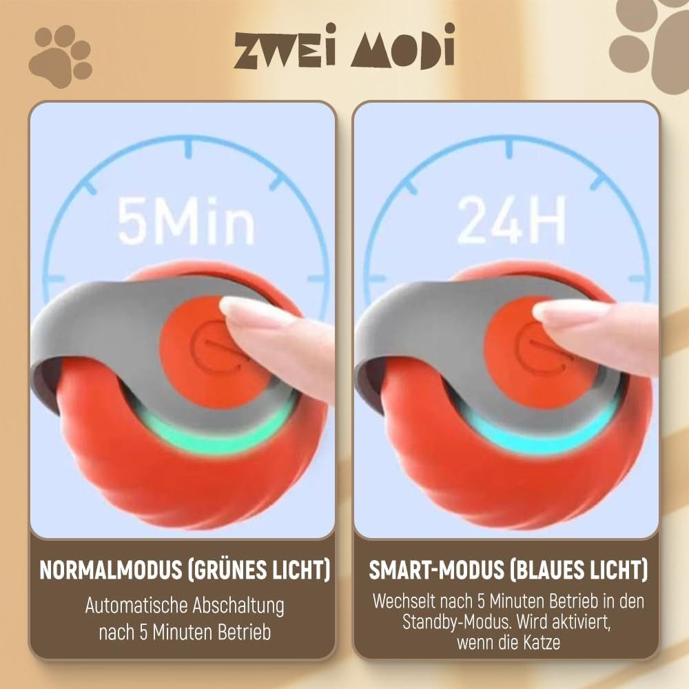 FANNOU Tier-Intelligenzspielzeug Katzen Ball, Interaktives Katzenspielzeug Elektrisch Magic Hund, (1-tlg) Selbstbeschäftigung Automatischer Rollball für Katzen Hunde