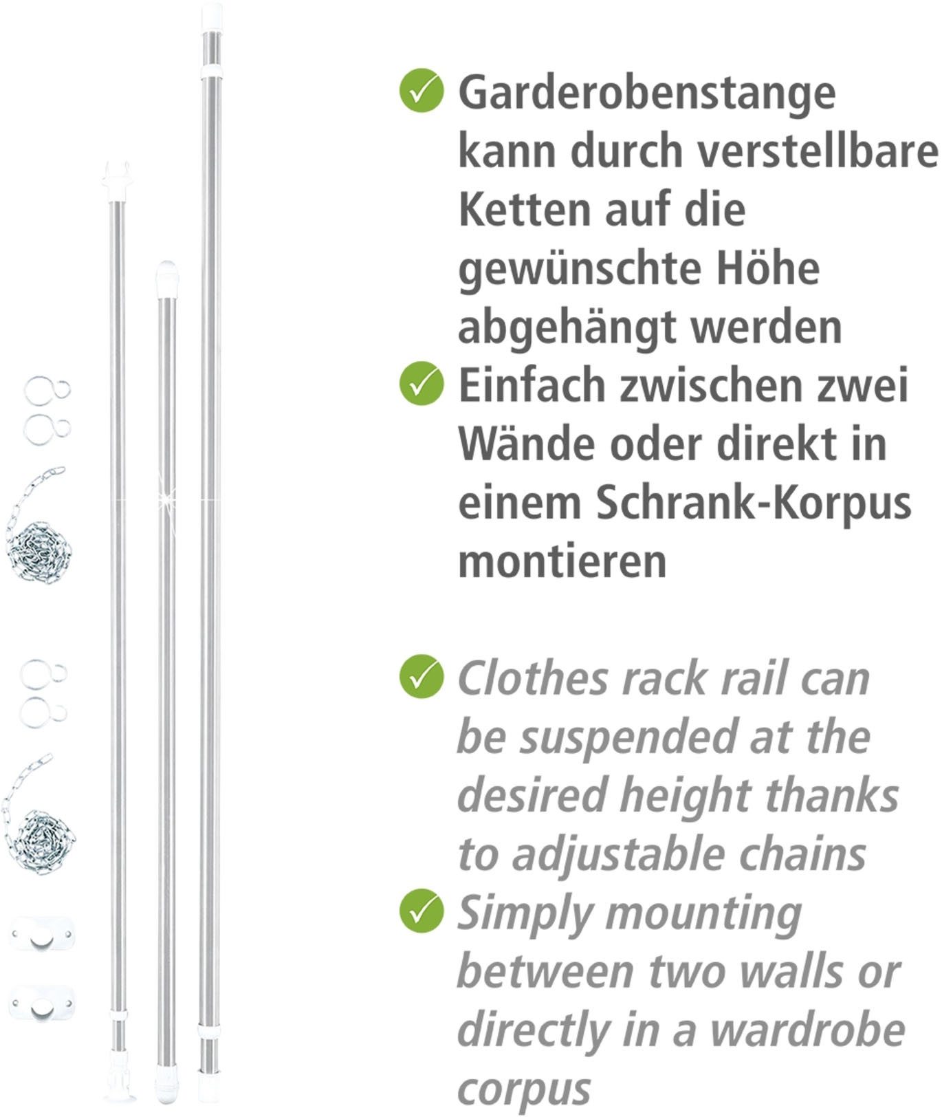 WENKO Teleskopregal Garderobe, Set 3-tlg., flexibles Kleiderstangensystem, belastbar bis 110 kg