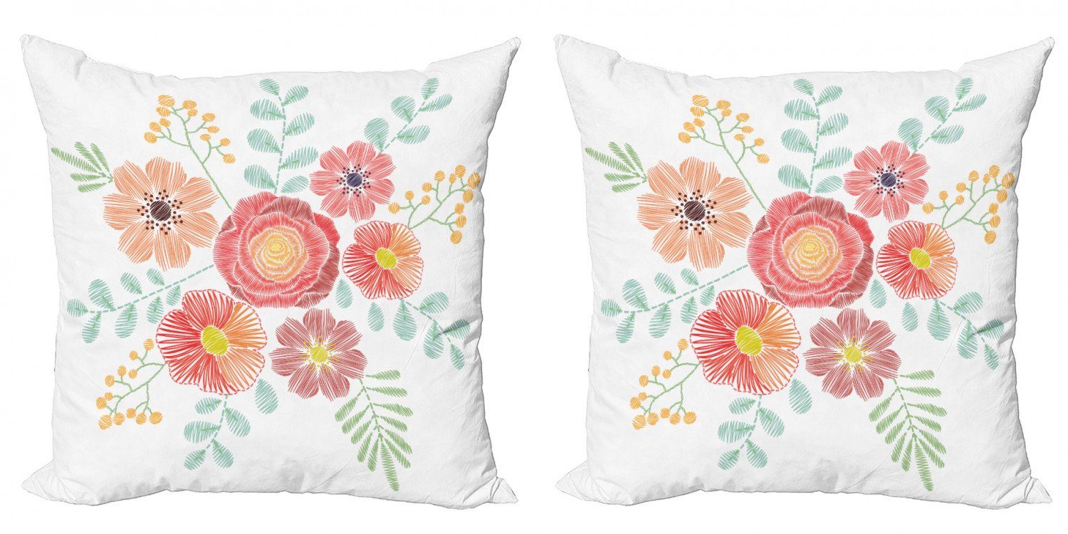 Doppelseitiger Kissenbezüge Modern Pastell (2 Blumen Abakuhaus Folkloric Digitaldruck, Accent Stück), Blumen