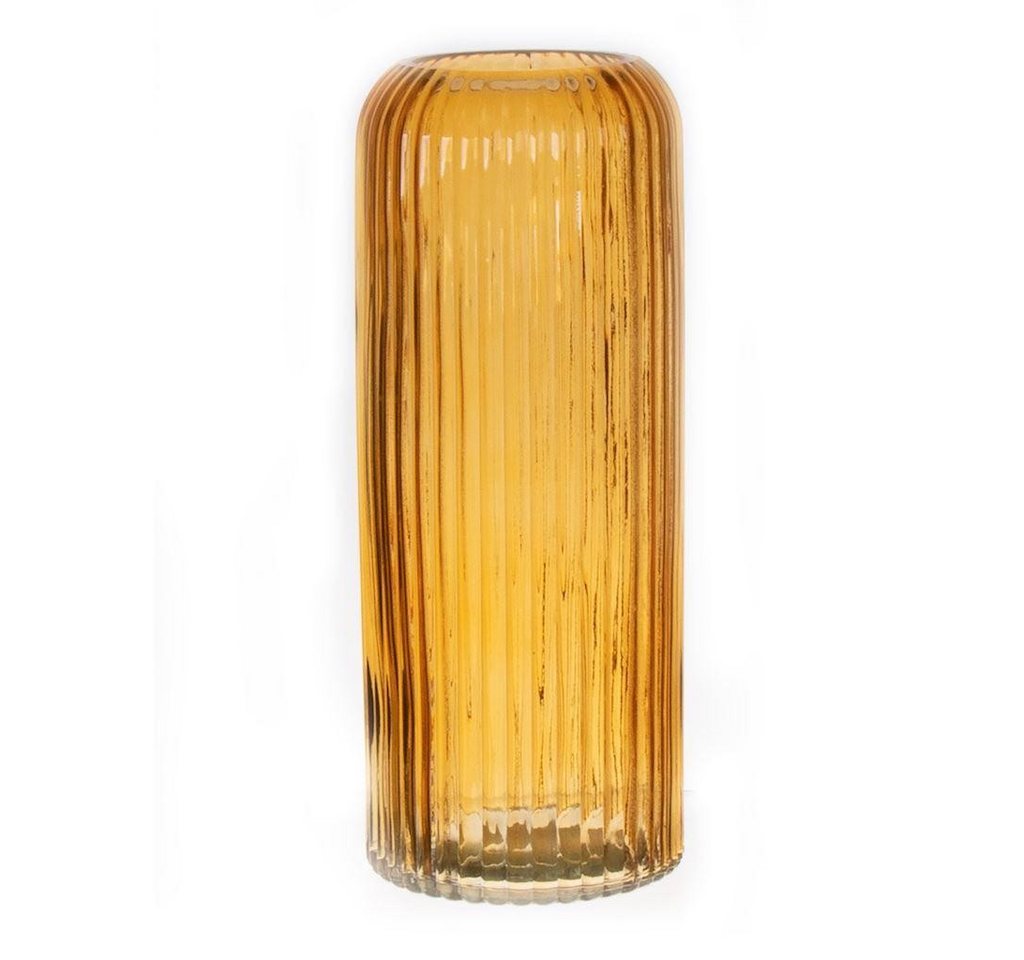 INNA-Glas Dekovase Dekovase ALBURGIS mit Rillen, Glas, orange-klar, 25cm, Ø10cm