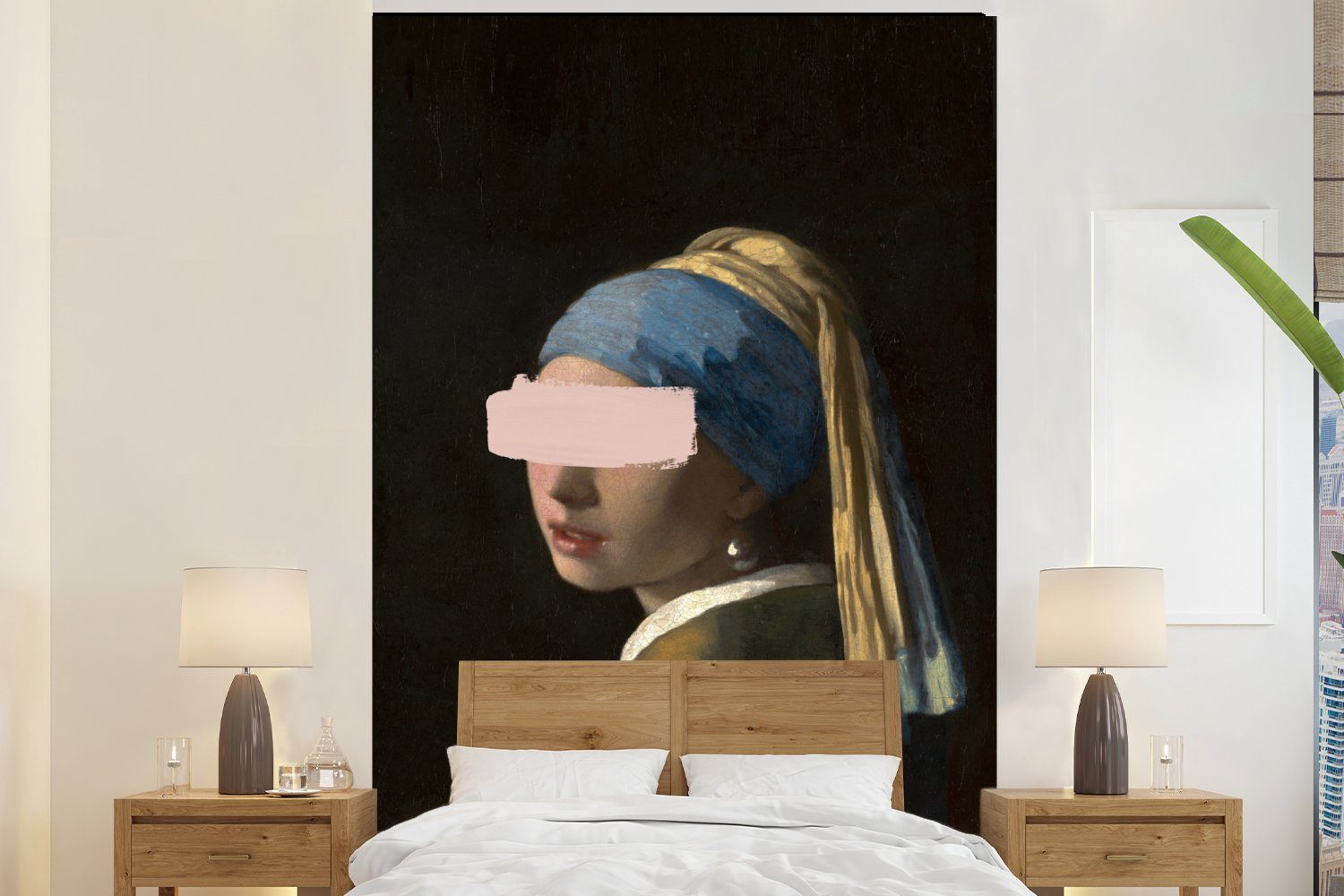 MuchoWow Fototapete Mädchen mit Perlenohrring - Johannes Vermeer - Pastell, Matt, bedruckt, (3 St), Montagefertig Vinyl Tapete für Wohnzimmer, Wandtapete