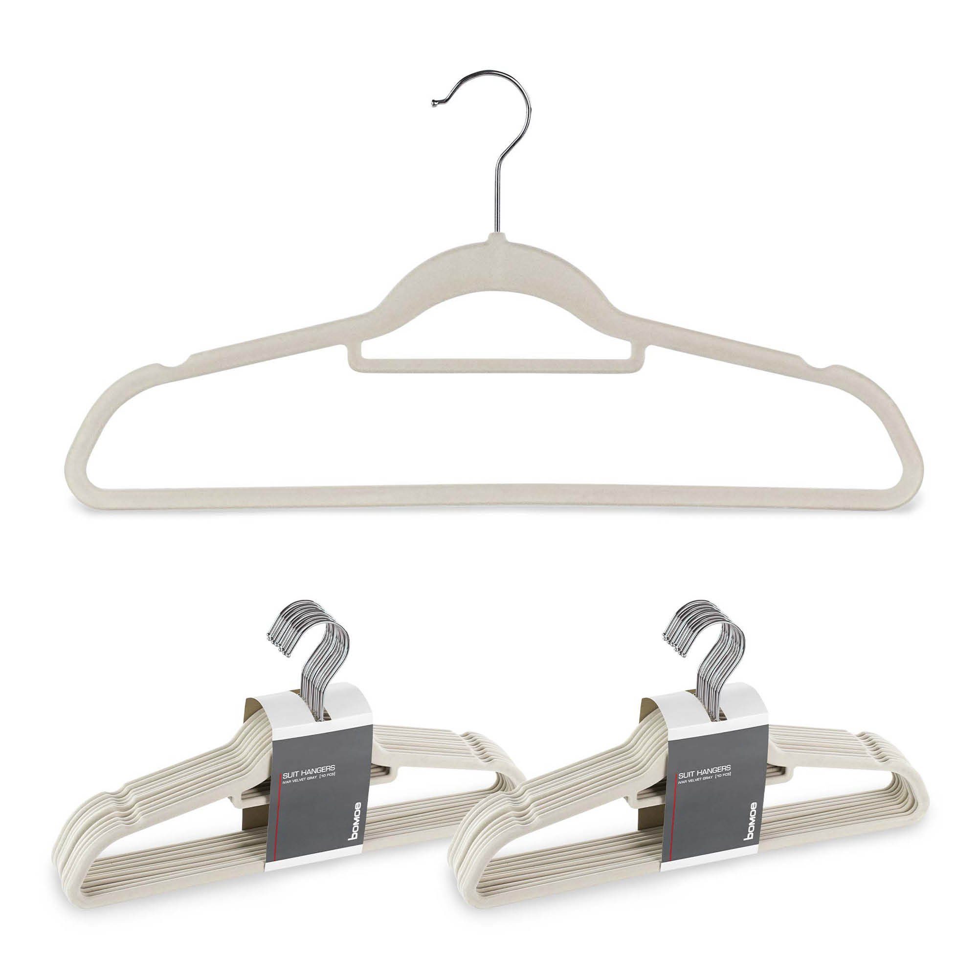 bomoe Kleiderbügel Ivar, (20-tlg), Samt Bügel Grau günstig online kaufen