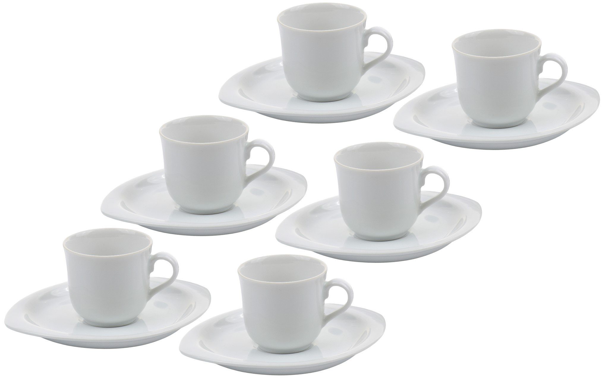 Emilja Espressotasse Espressotasse Oval Porzellan weiß - 6er Set Mokkatassen