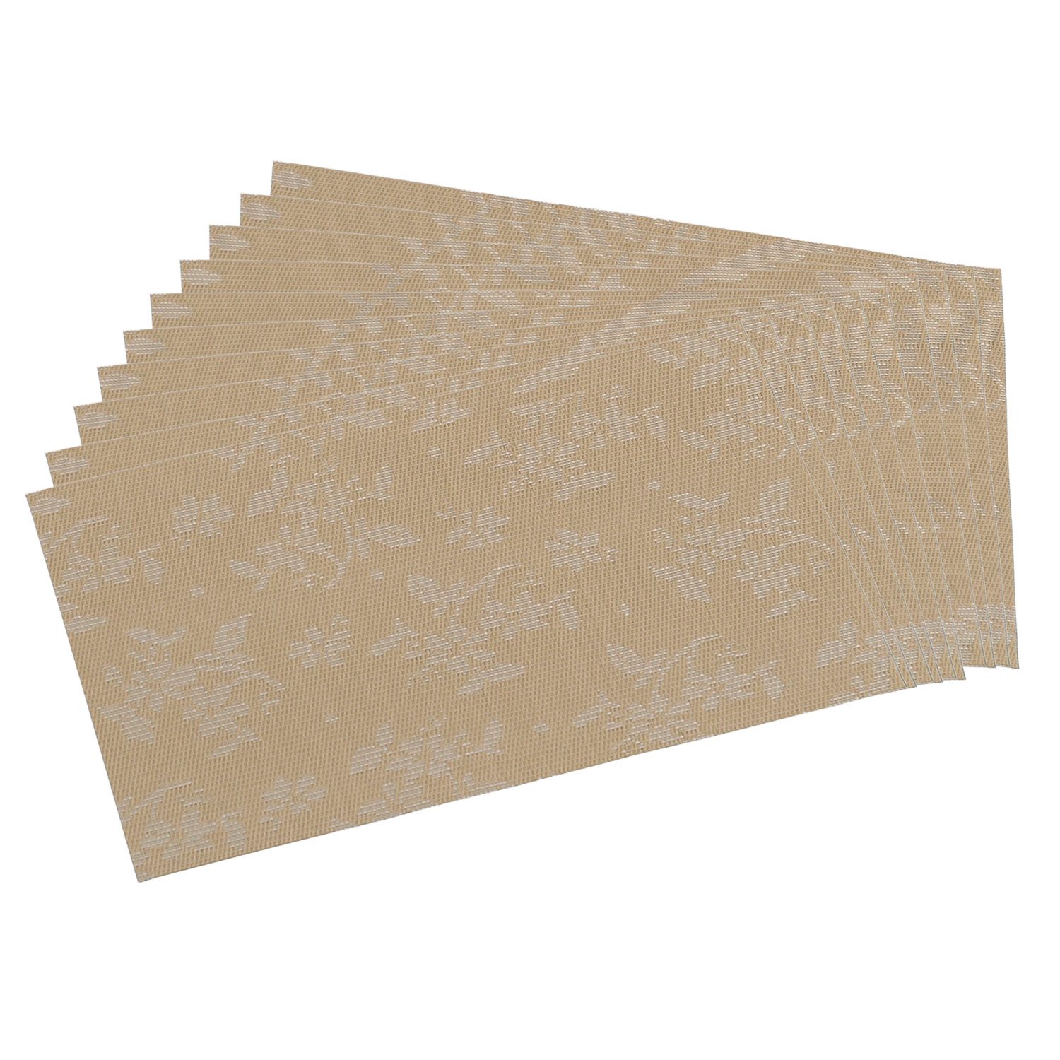 Kesper Platzset 10 Platzsets aus Kunststoff, Flora Beige - 43 x 29 cm, (10-St), geräuschdämpfend