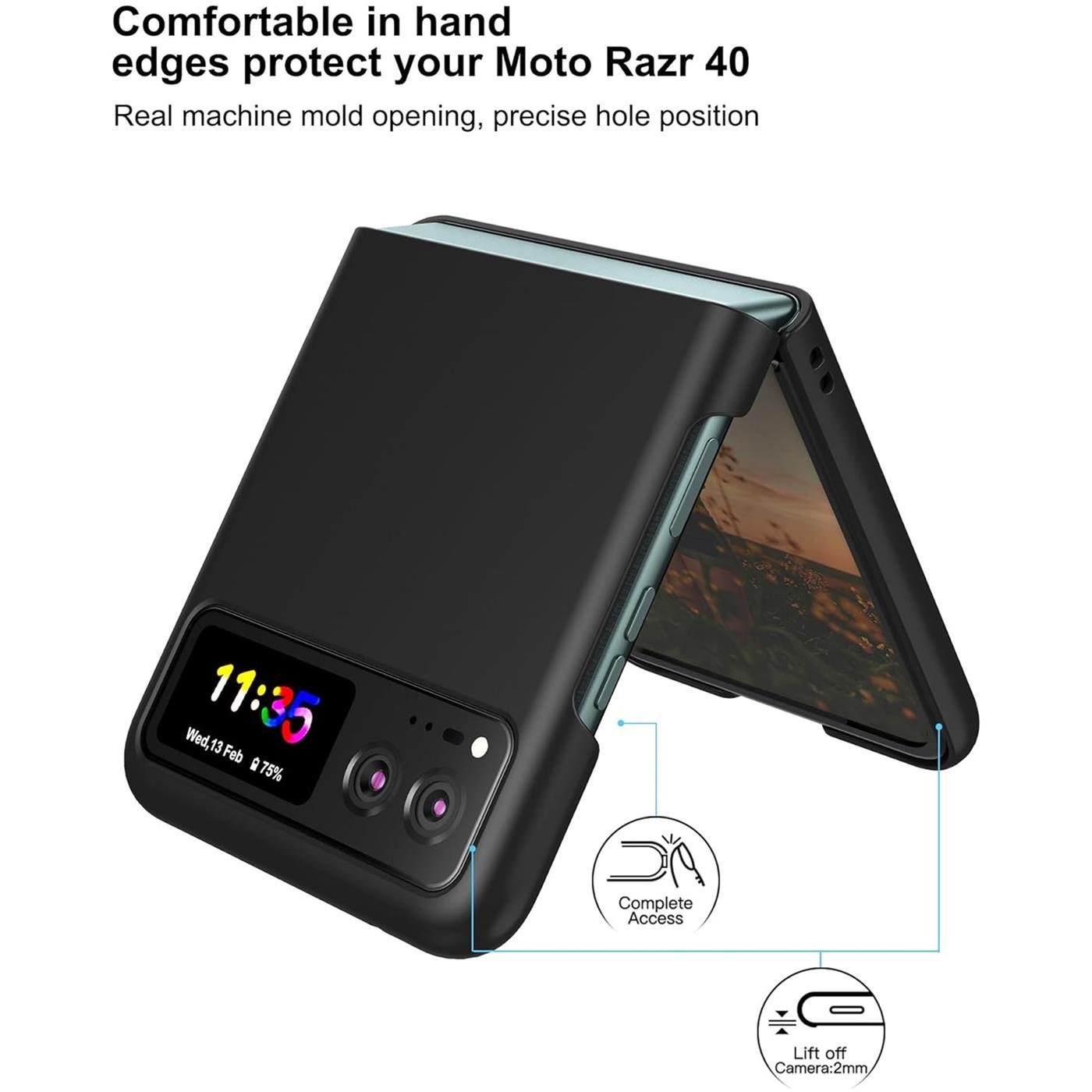 CoolGadget Handyhülle Black Series Handy Hülle für Motorola Razr 40 6,9 Zoll, Edle Silikon Schlicht Robust Schutzhülle für Razr 40 Hülle