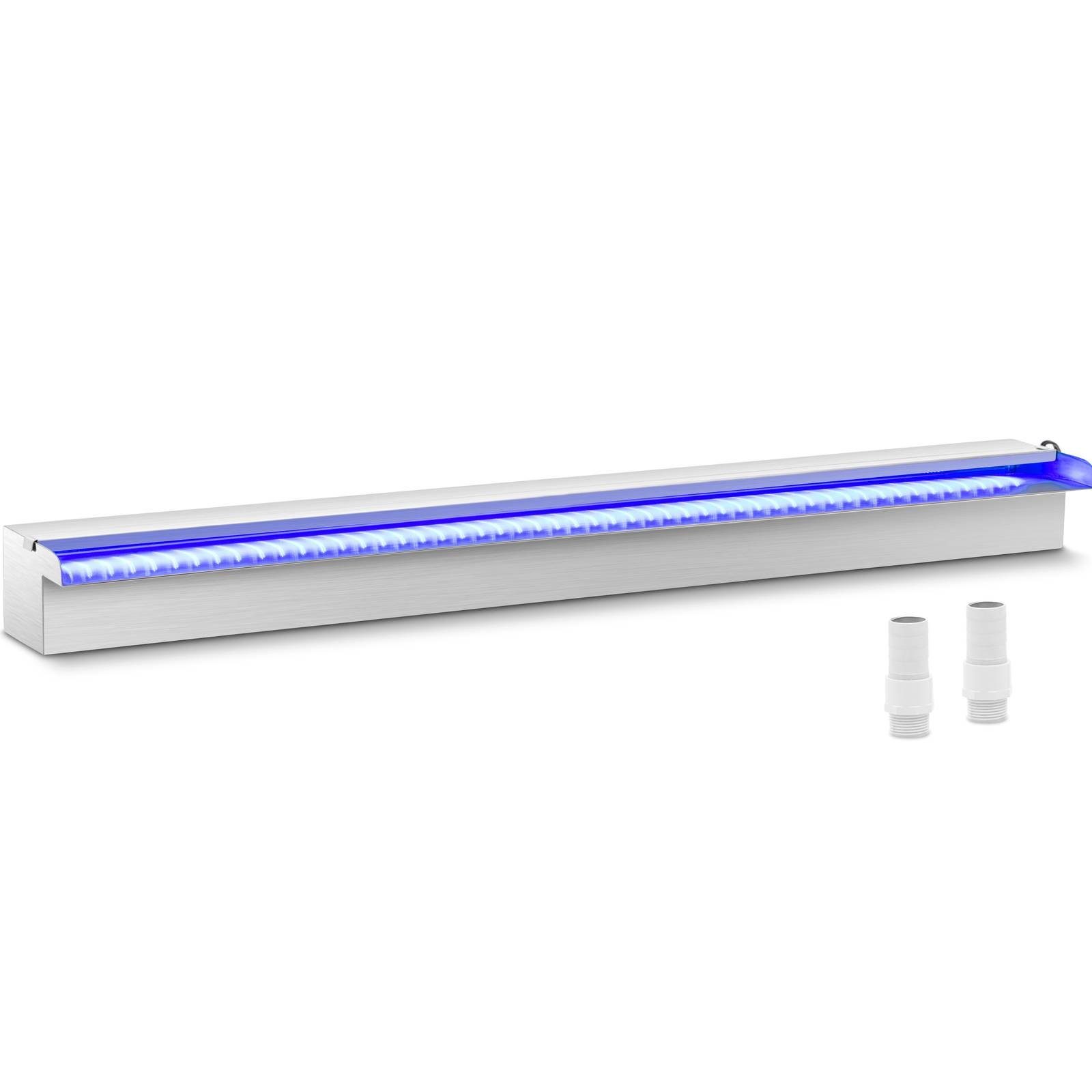 Uniprodo Poolwasserfall Schwalldusche 90cm LED-Beleuchtung - Blau/Weiß offener Wasserauslauf