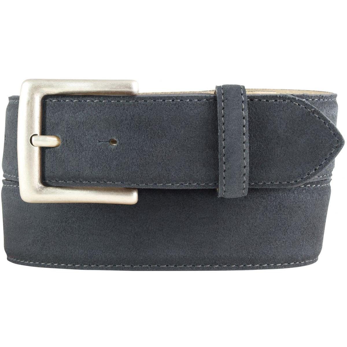 Altsilber 4 cm altsilberner Ledergürtel - aus Gürtel Veloursleder mit Gürtelschnalle Velour- BELTINGER Anthrazit,