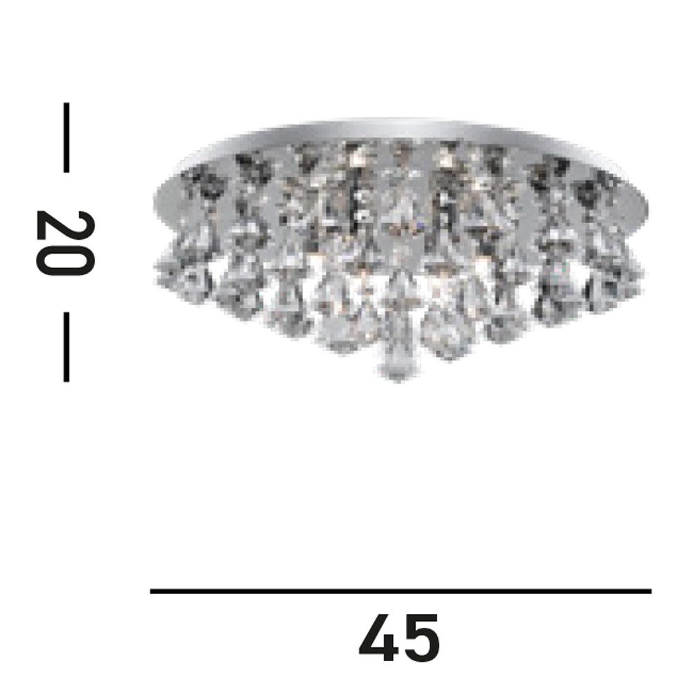 Searchlight Deckenleuchte Hanna 6Lt Flush - Chrome Metal & Clear Crystal, Leuchtmittel wechselbar