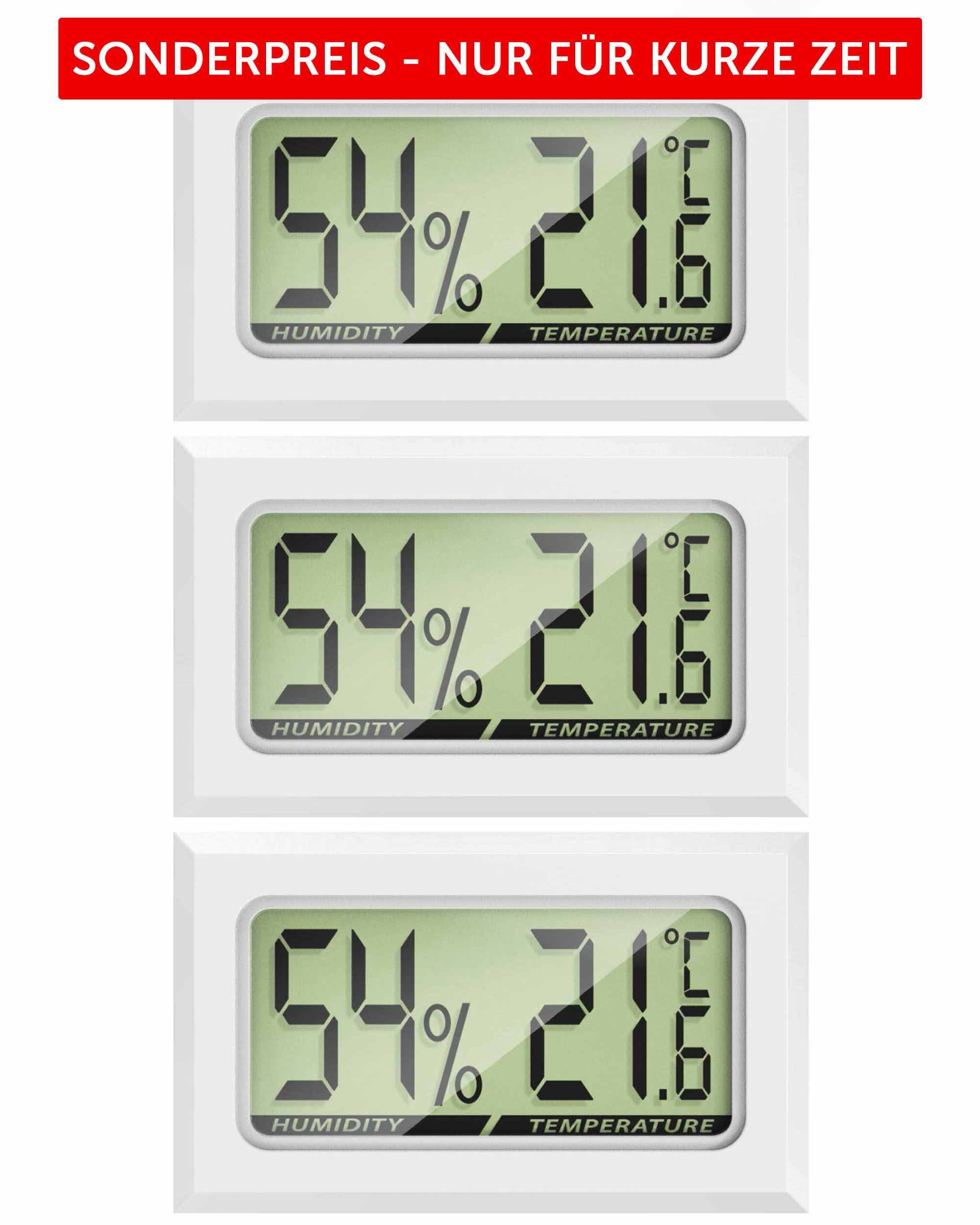 MAVORI Raumthermometer und Hygrometer innen mit sehr präzisen Messwerten, 3-tlg., Hygrometer mit Thermometer digital