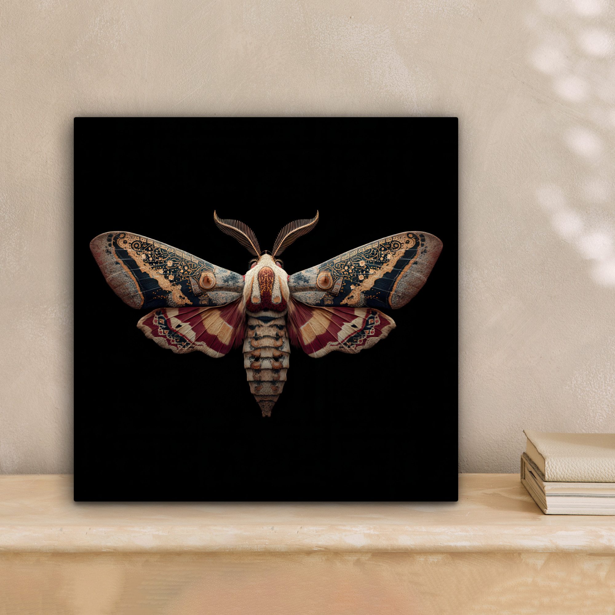 OneMillionCanvasses® Leinwandbild Nachtfalter - Orientalische Muster - Ornamental, Fotodruck (1 St), Wandbild, Deko Schlafzimmer Wohnzimmer Flur 20x20 cm