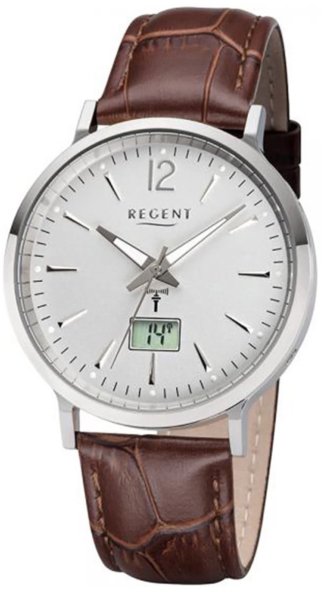 Funkuhr Regent Herren Uhr FR-243 Leder Funkwerk