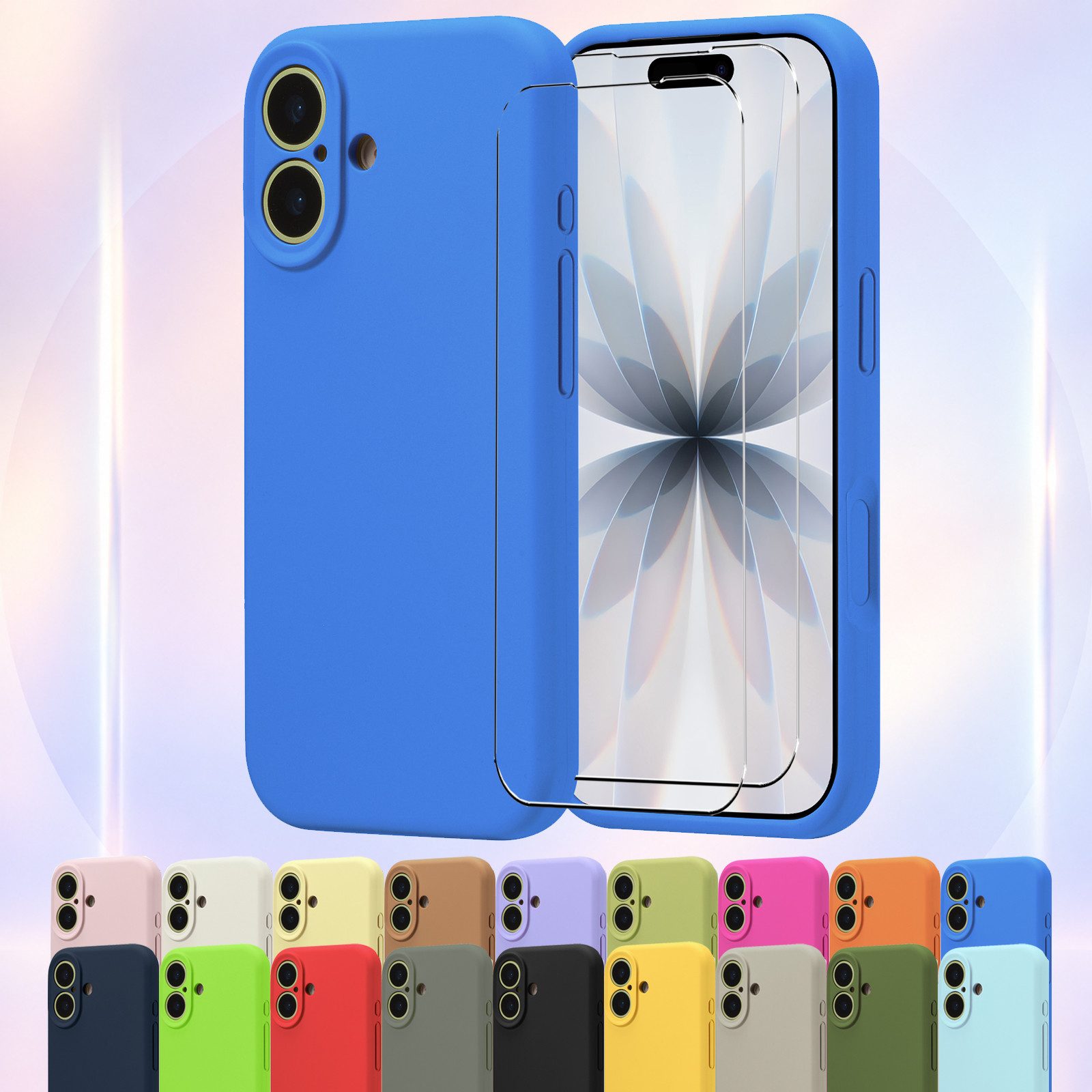 CoolGadget Handyhülle Silikon Pro Schutzhülle inkl. 2x Glas Display Schutzfolie, weiches Innenfutter Cover für iPhone 12 Schutz Tasche