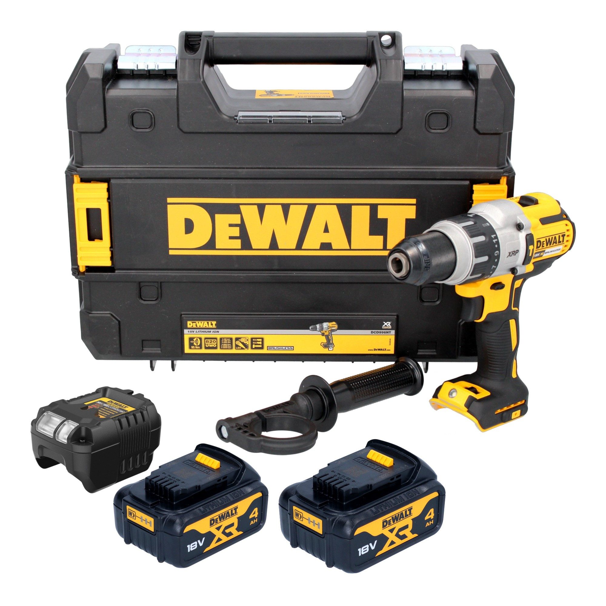 DeWalt Schlagbohrmaschine DCD 996 M2T 18 V 95 Nm Brushless + 2x Akku 4,0 Ah + Ladegerät + TSTAK