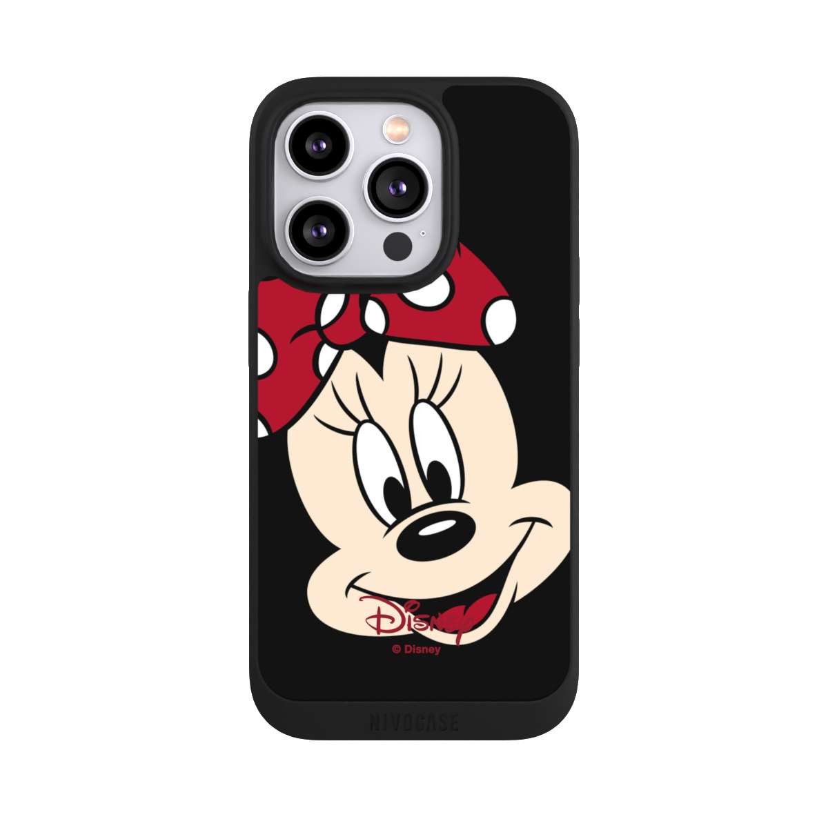 NIVOCASE Handyhülle Minnie Mouse Disney Offizielles Lizenzprodukt Minnie All Over, Apple iPhone 14 Pro Handyhülle Hülle NIVOpure Case Schwarz