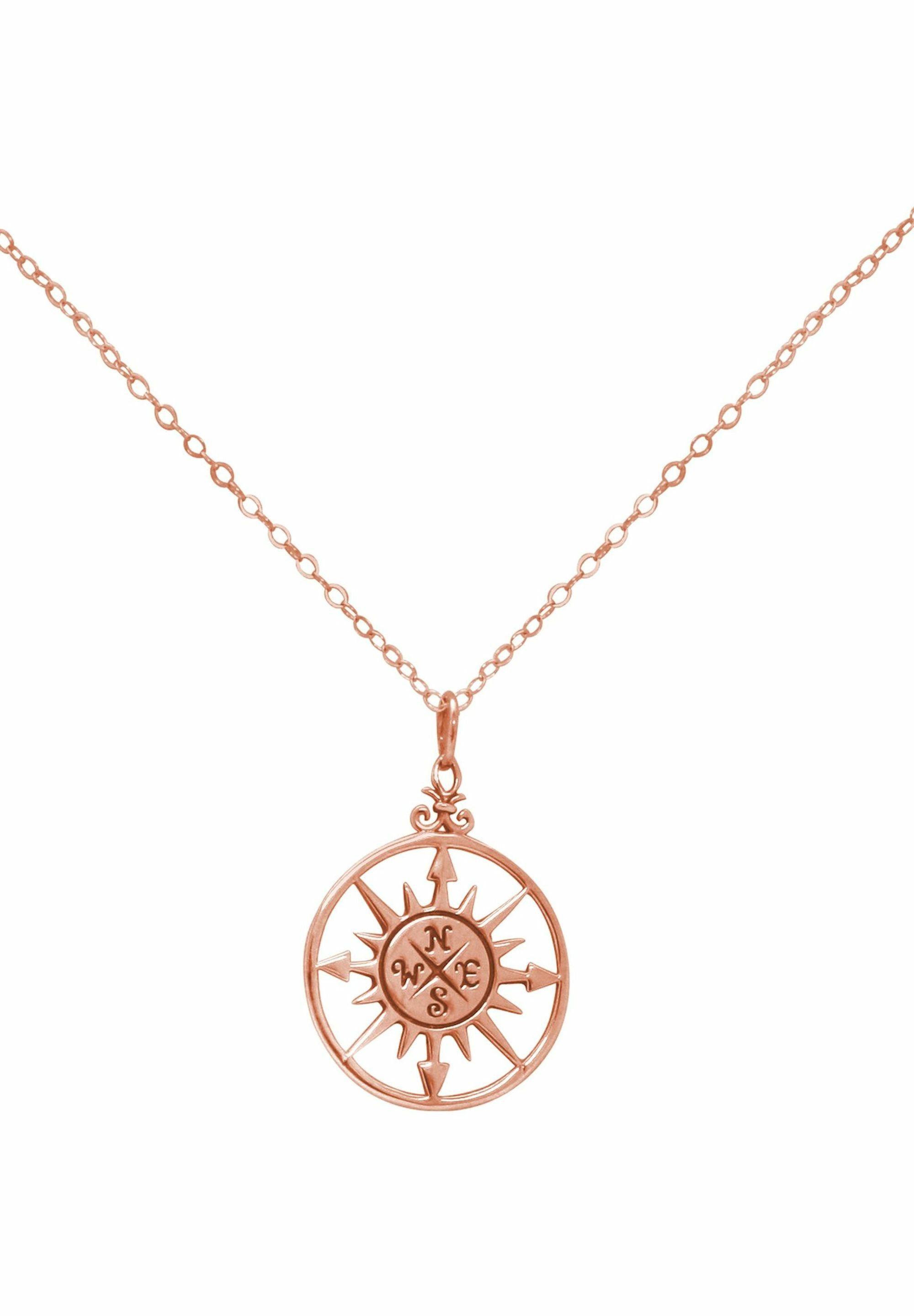 Gemshine Kette mit Anhänger Maritim Wind coloured gold Kompass rose