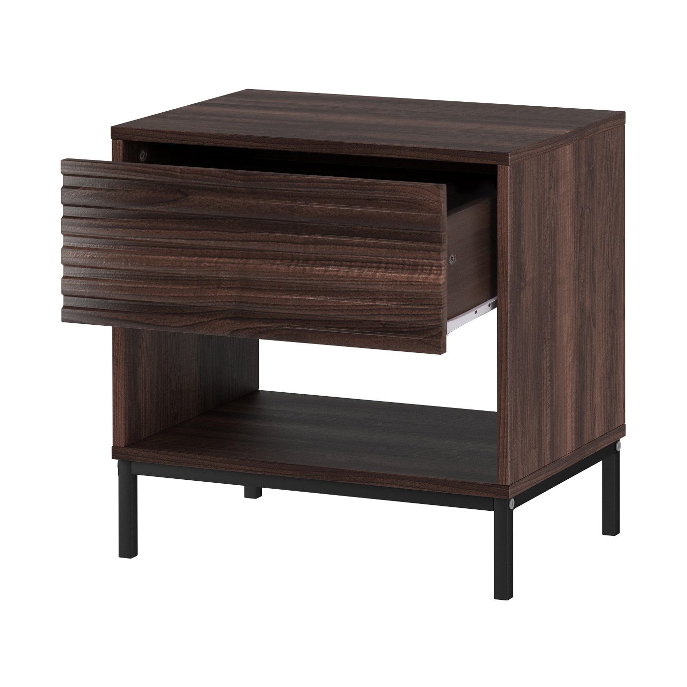 loft24 Nachtschrank Cecilie Nachttisch mit Schublade, Nachtkommode, modern, Metallgestell