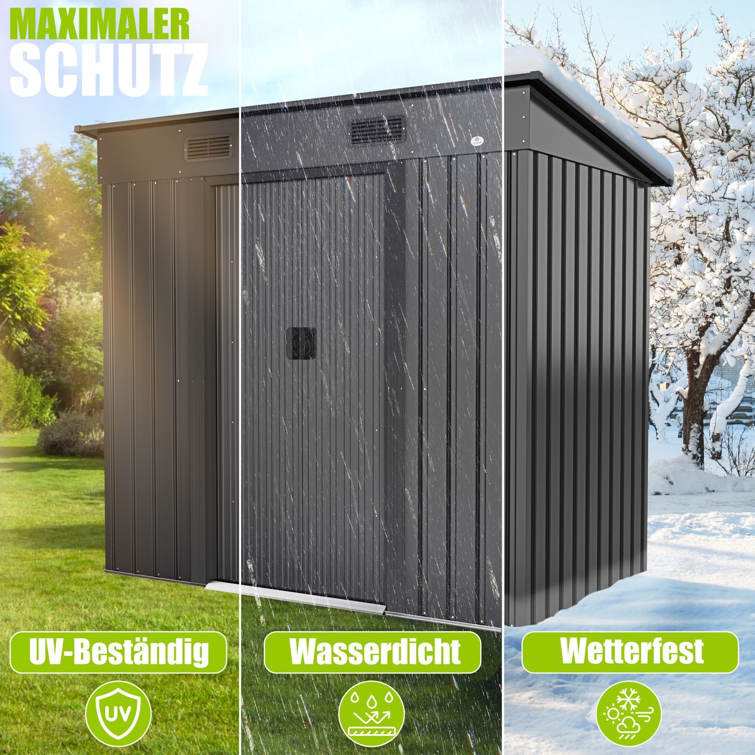 KESSER Gartenhaus, Gerätehaus Metall 4 m³ mit Fundament 210x122x186 cm