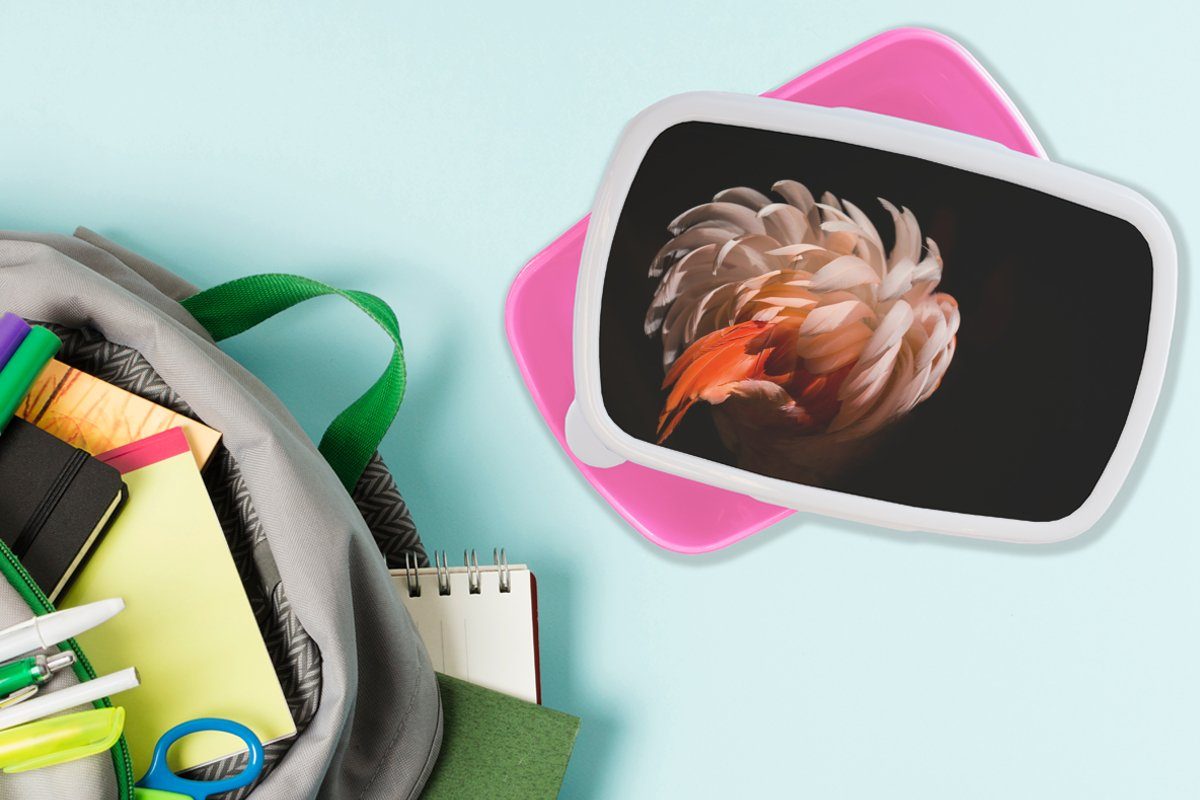 - Makro, Federn Kunststoff (2-tlg), - Erwachsene, rosa Kinder, Licht Snackbox, Brotbox Flamingo - Lunchbox Brotdose für Mädchen, Kunststoff, MuchoWow