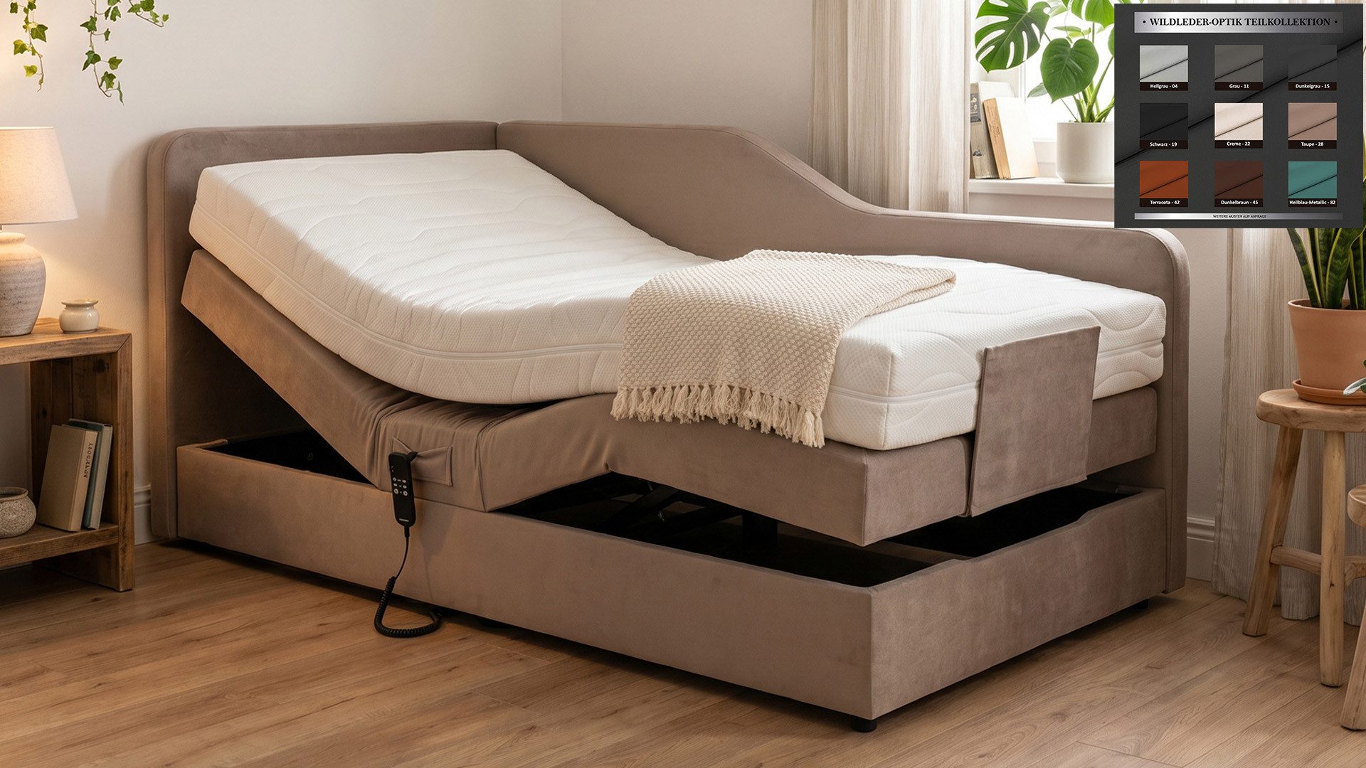 PAARA Boxspringbett Box Alexandria elektrisch verstellbar mit Motor alles, mit einzigartigem Belüftungssystem