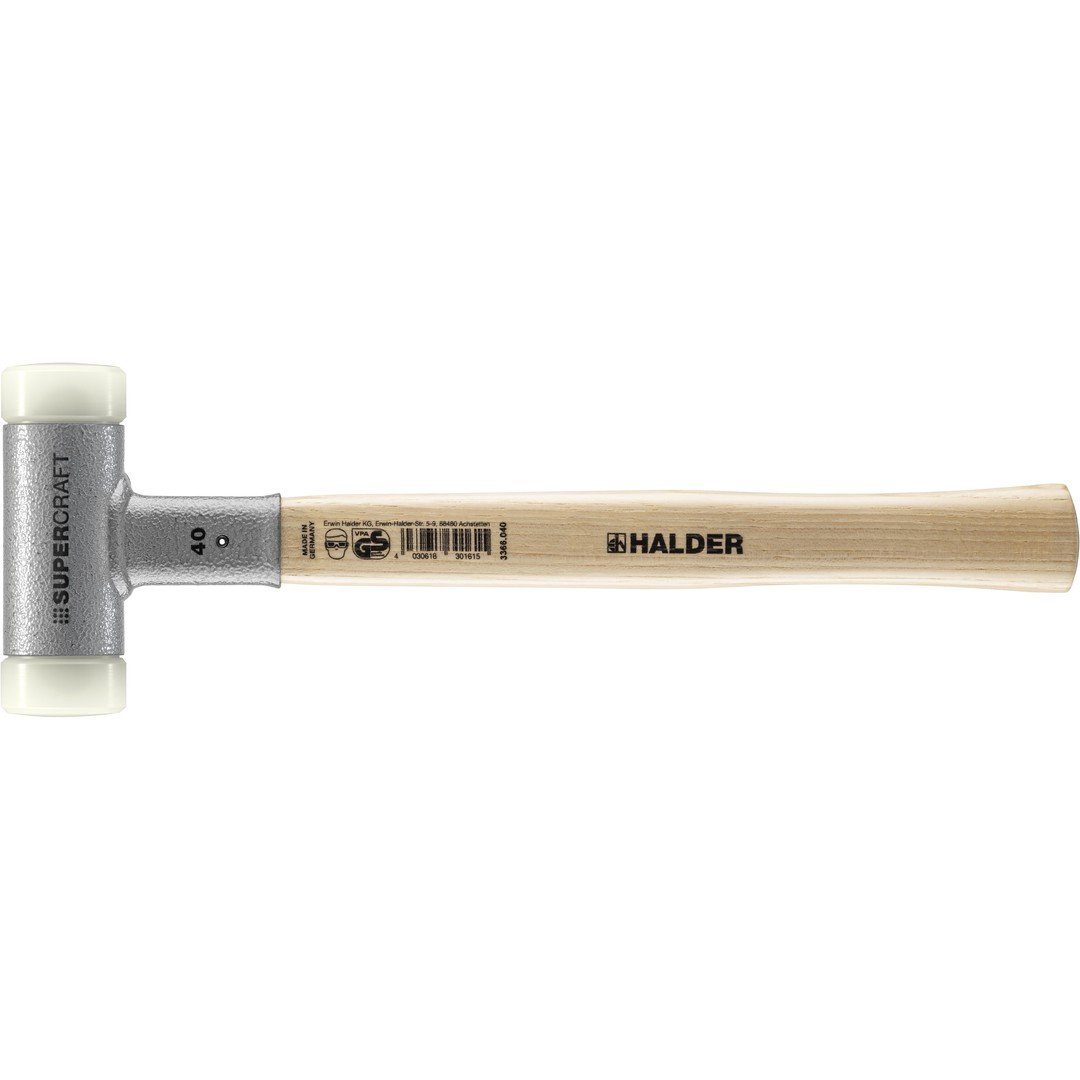 Gummihammer HALDER SUPERCRAFT Schonhammer Ø 40 mm rückschlagfrei mit Stahlschrotfü