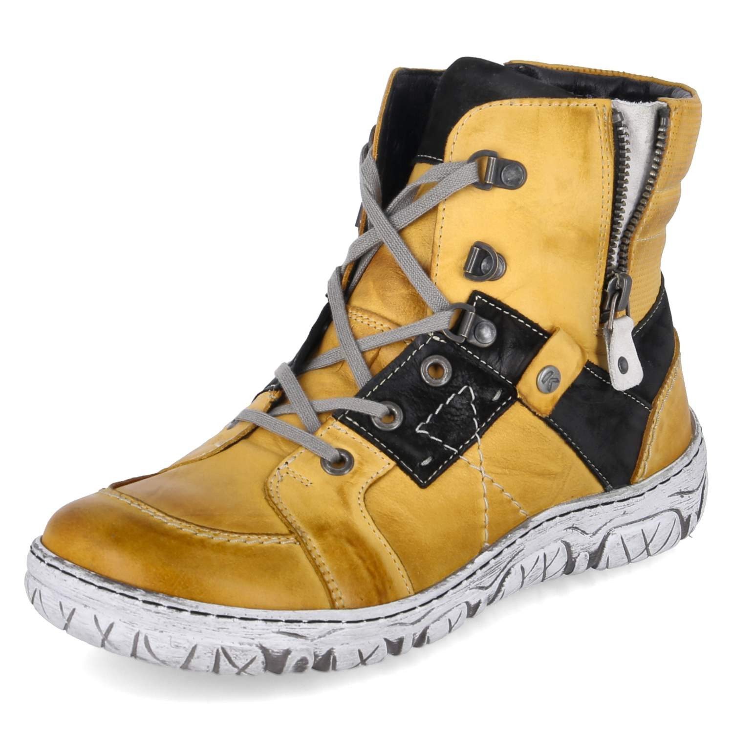 KRISBUT Krisbut 3303A-9 PO Damen Glattleder yellow Schnürstiefel