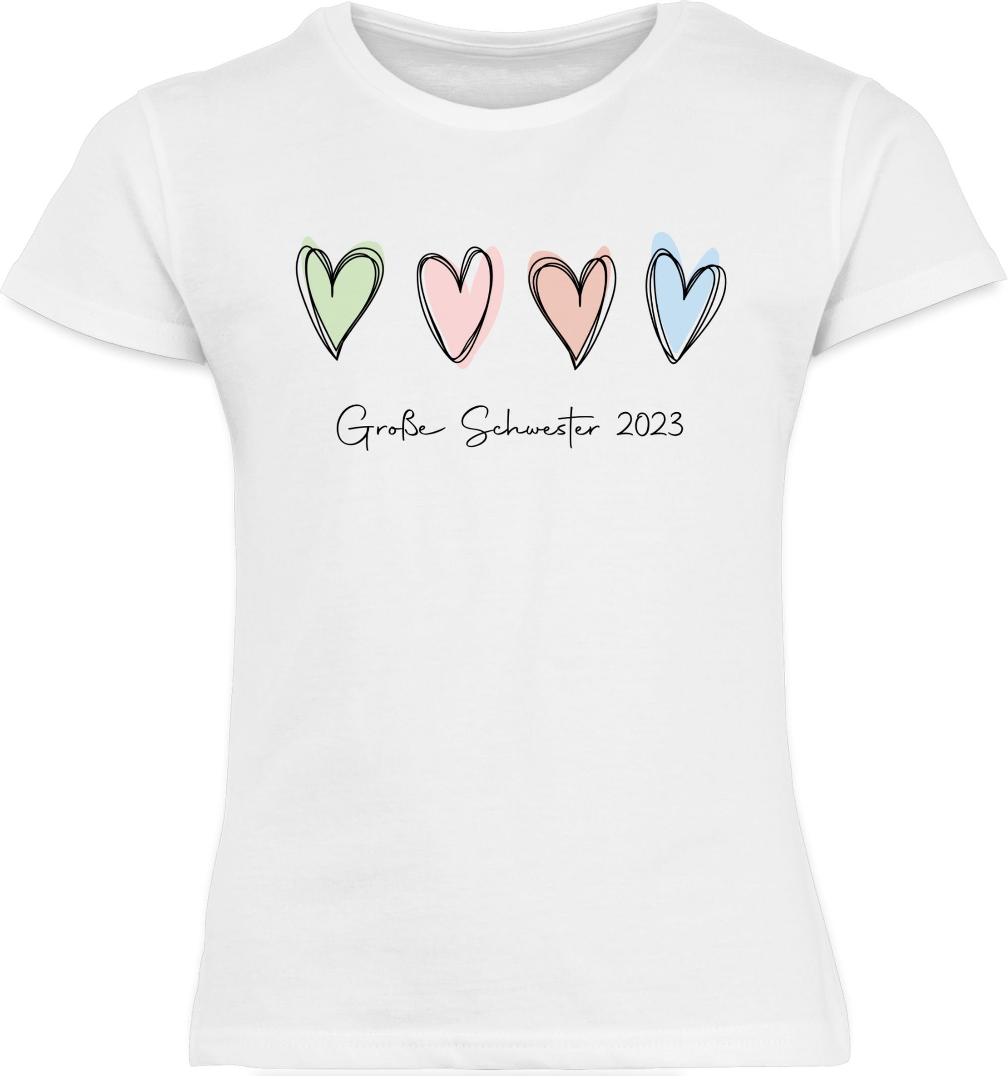 Shirtracer T-Shirt Große Schwester Weiß 2023 Sister Big Schwester 2 Große