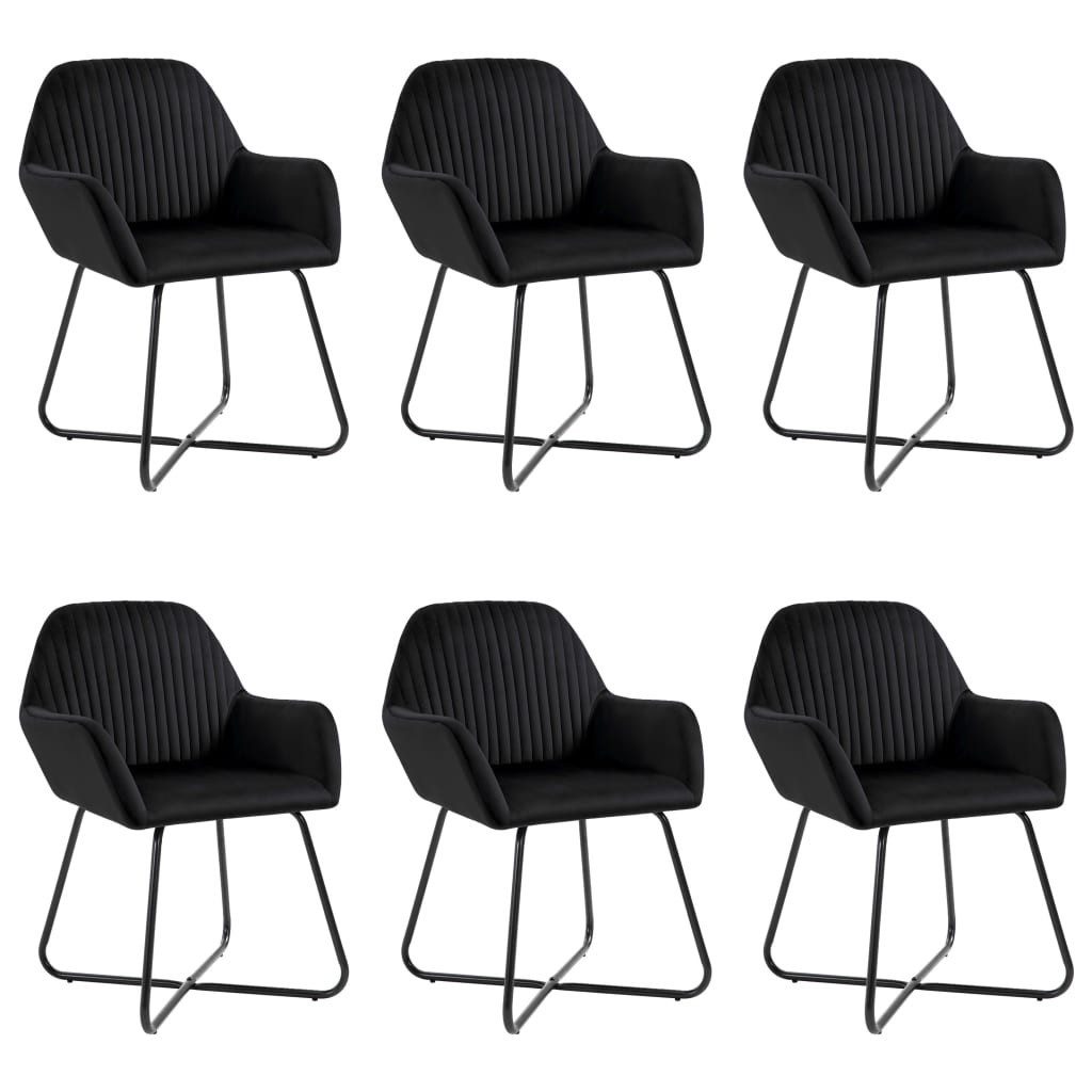 furnicato Esszimmerstuhl 6er Set Samt Esszimmerstühle Schwarz 61x61x84 cm (6 St)