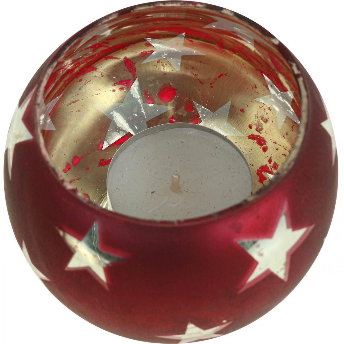 Florists Products Weihnachtsmann Stimmungsvolles Glaswindlicht mit Sternmotiven für
