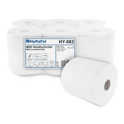 Hypafol Papierhandtuch geprägte Papierhandtuchrolle, 2-lagig, Zellstoff, Ø19 cm, 6 Rollen (1-St), Innen- und Aussenabwicklung