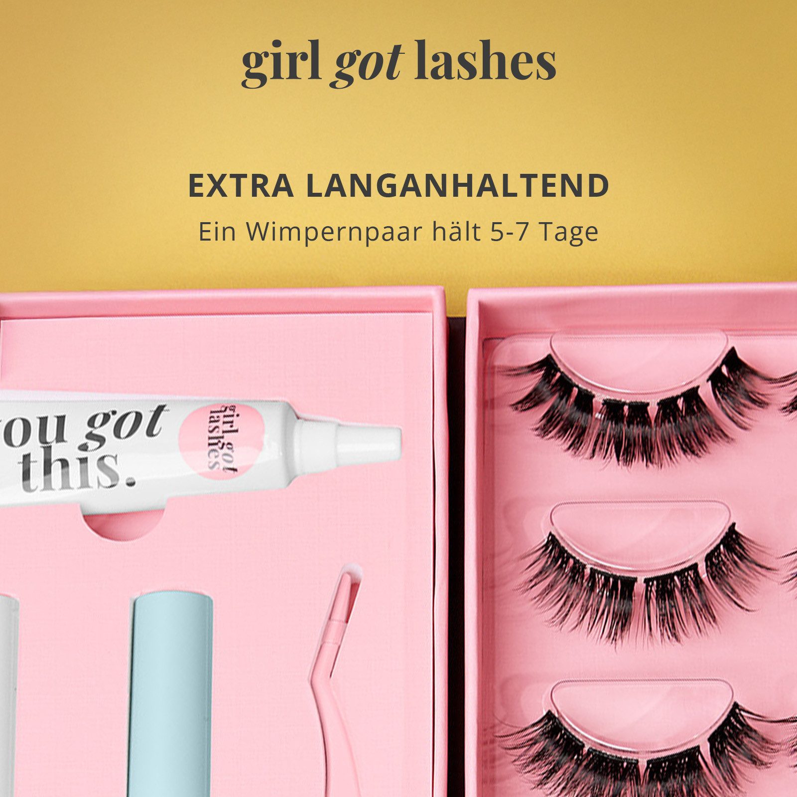 GirlGotLashes Bandwimpern Starter Set inkl. Wimpern, Kleber & Zubehör, großes Set, langanhaltender Halt für bis zu einer Woche