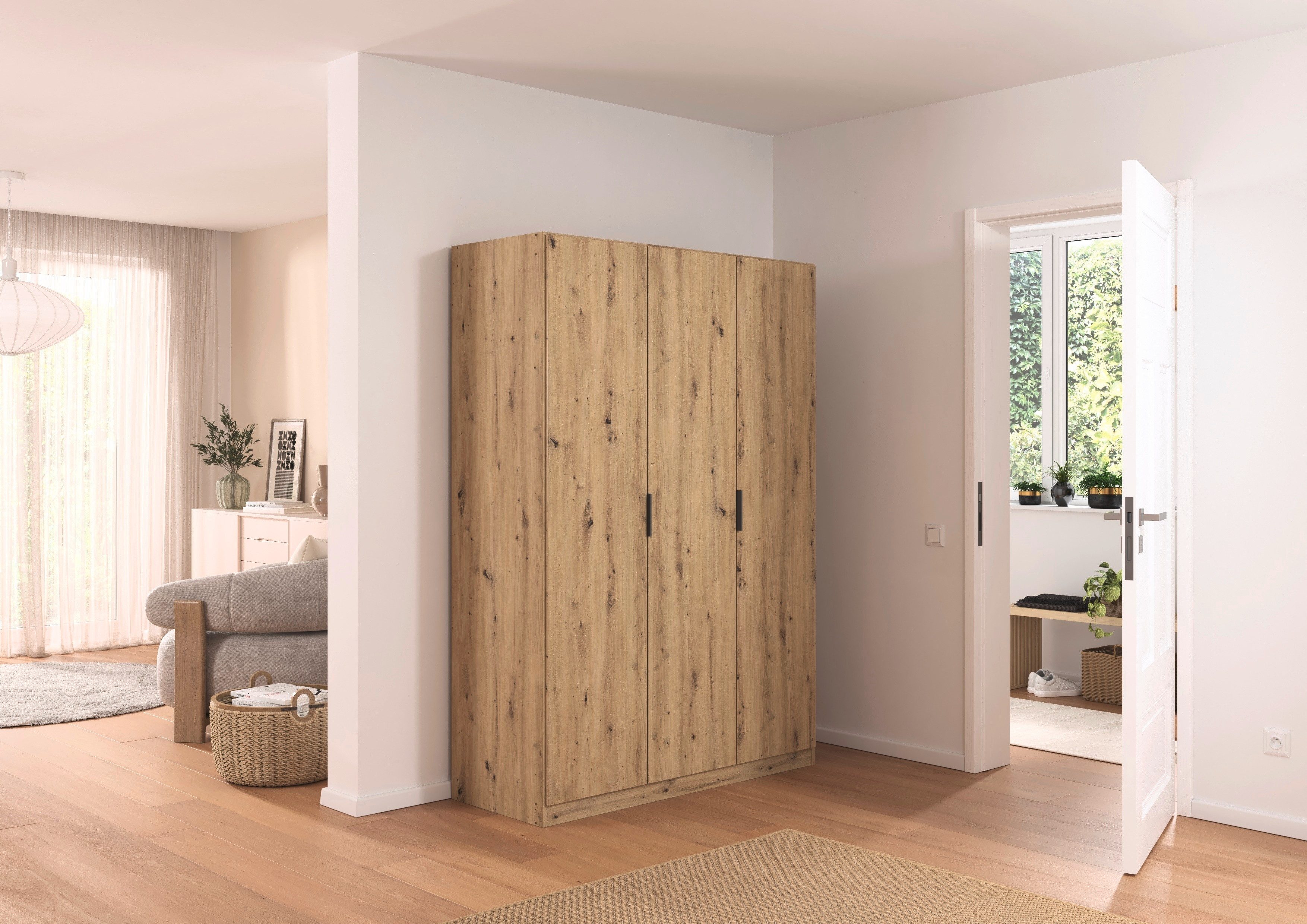 rauch Kleiderschrank Drehtürenschrank Schrank Garderobe Ankleide Schlafzimmer LAGOA (3 verschiedene Ausstattungen BASIC/CLASSIC/PREMIUM (inkl. SOFT-CLOSE) moder – Bild 2 von 5