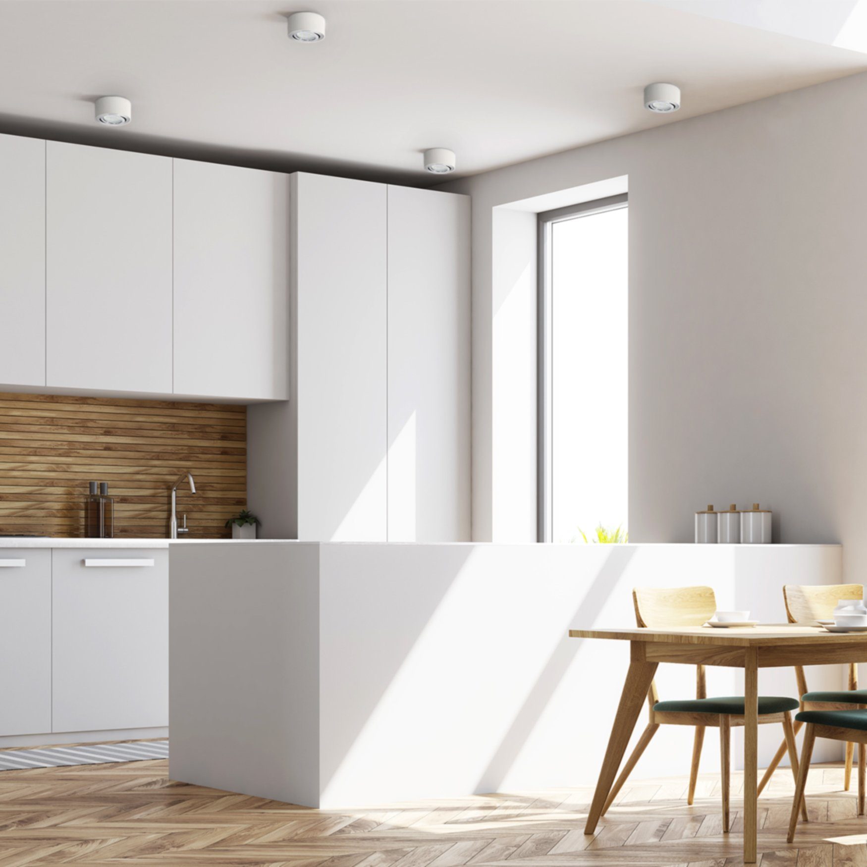 SSC-LUXon LED Aufbaustrahler CELI-1W flacher Decken Aufbauspot weiss schwenkbar mit LED Modul 4W, Neutralweiß