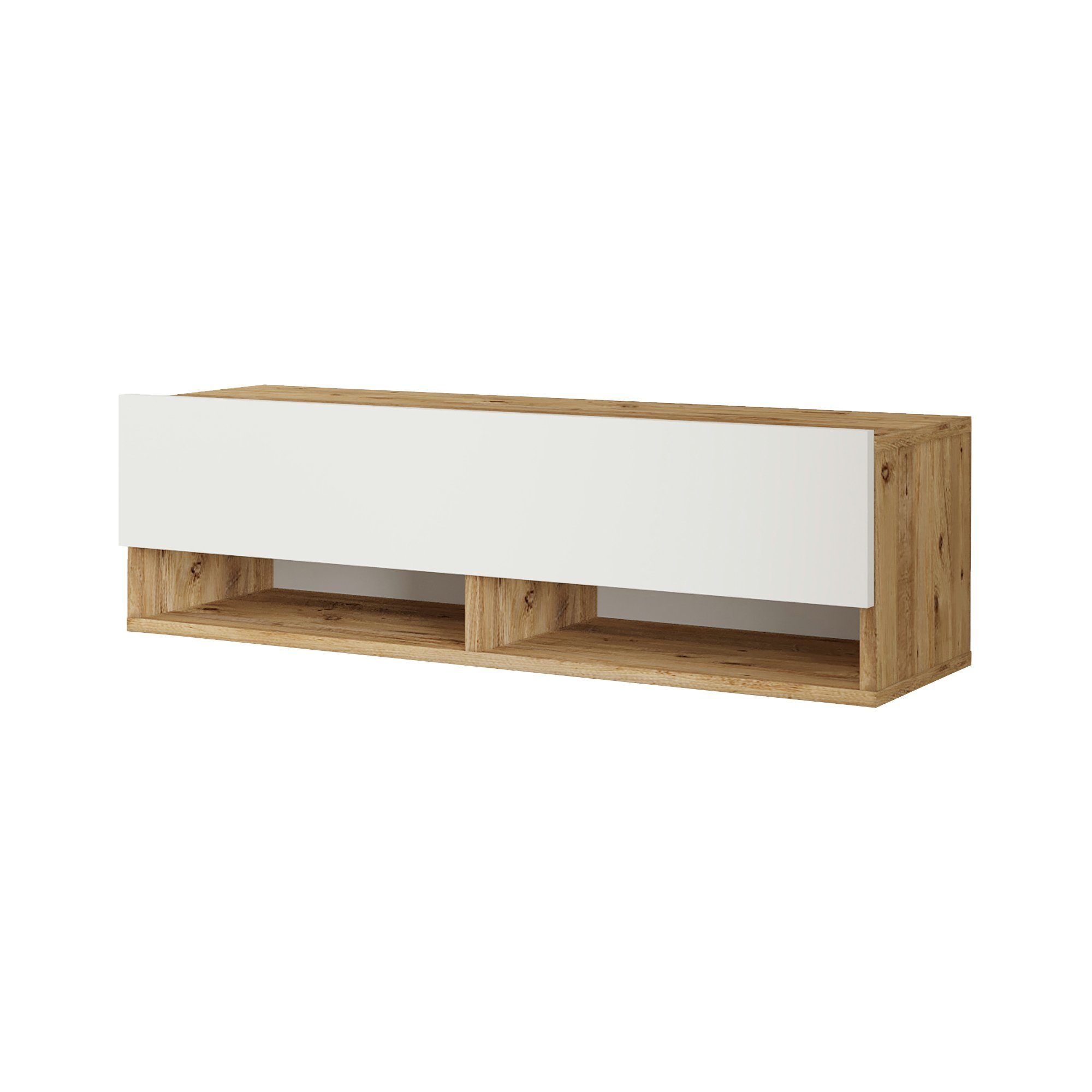 en.casa TV Eiche TV-Schrank 100x31,5x29,5cm Hängeboard »Laitila« rustikal/Weiß