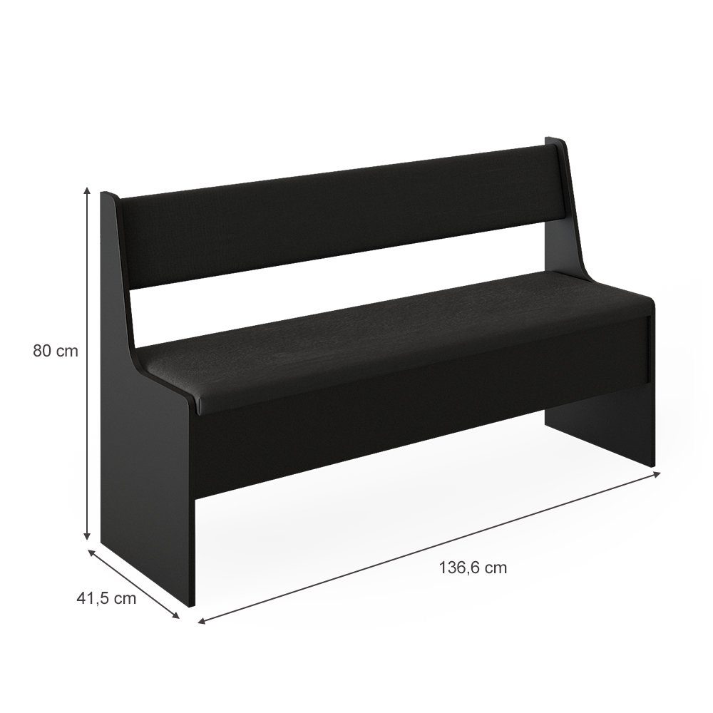 Vicco Sitzbank Roman, Schwarz, 136.6 x 41.5 cm (1-St)