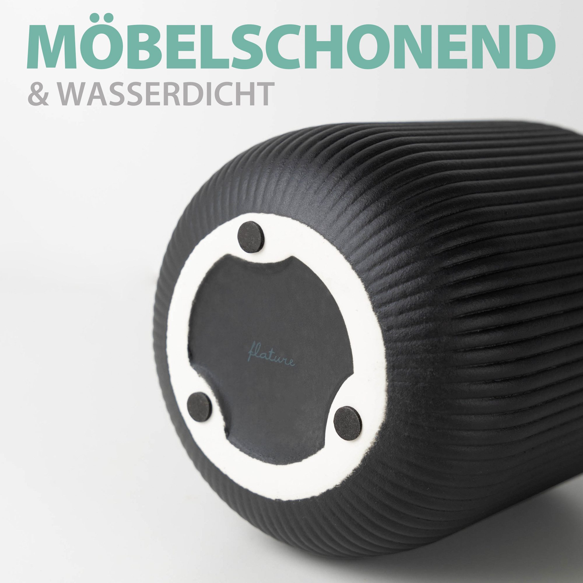 flature Dekovase mit Rillen - wasserdichte Keramik Vase in Matt für Blumen Pampasgras