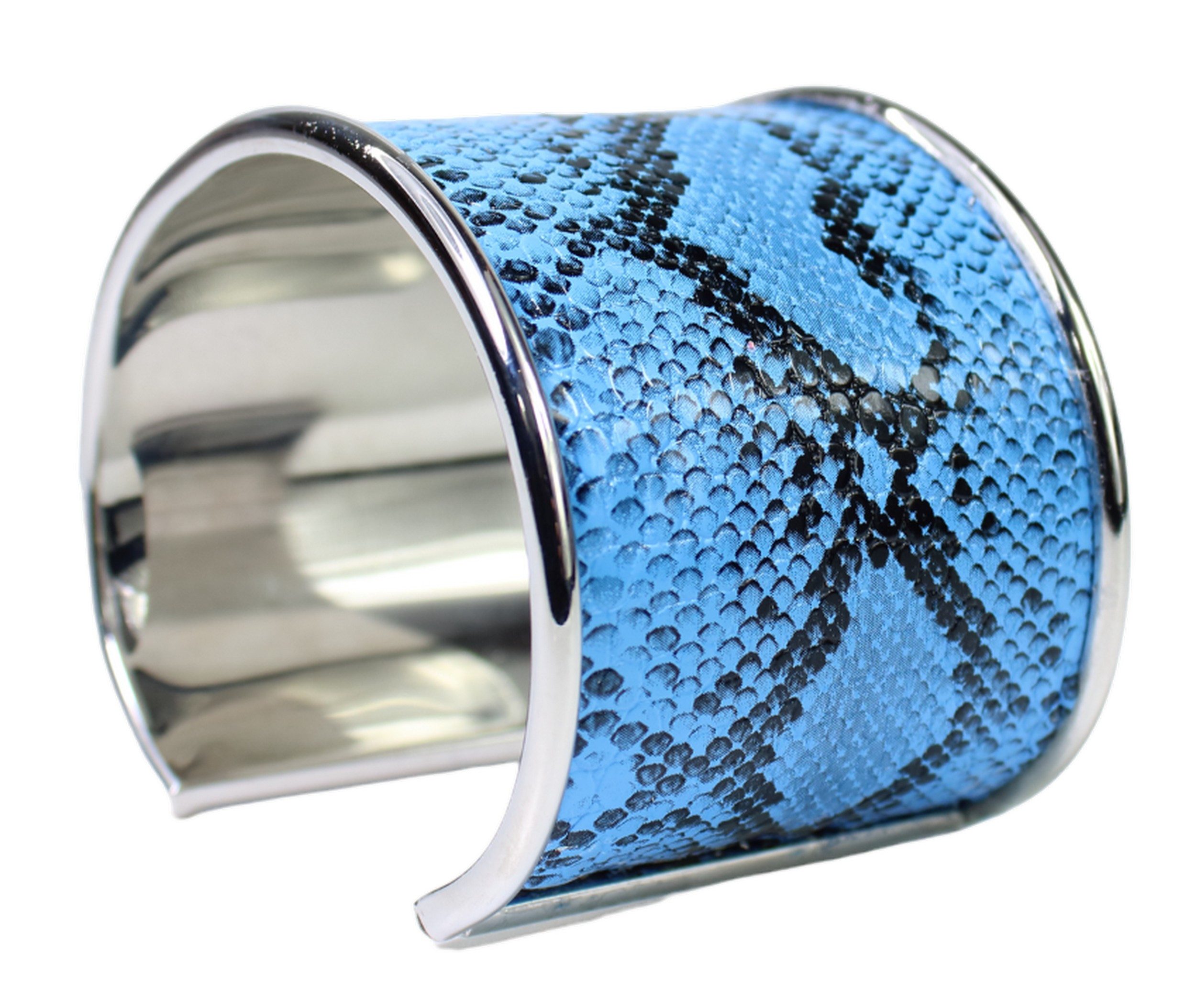 FRONHOFER Edelstahlarmband 19207, 4,5 cm breiter Armreif aus Edelstahl und Kunstleder, Python Optik
